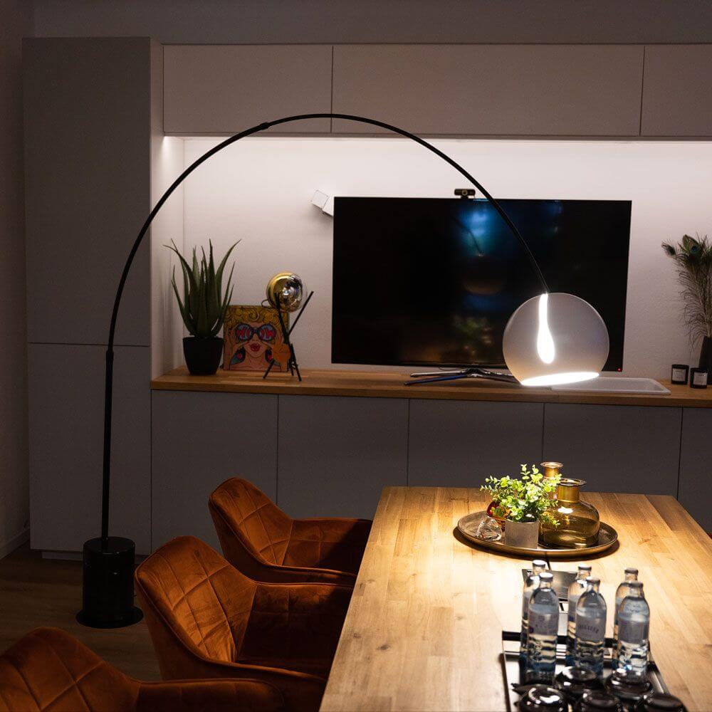 Bello Arc Lamp | Marble Base, Adjustable Metal Shade