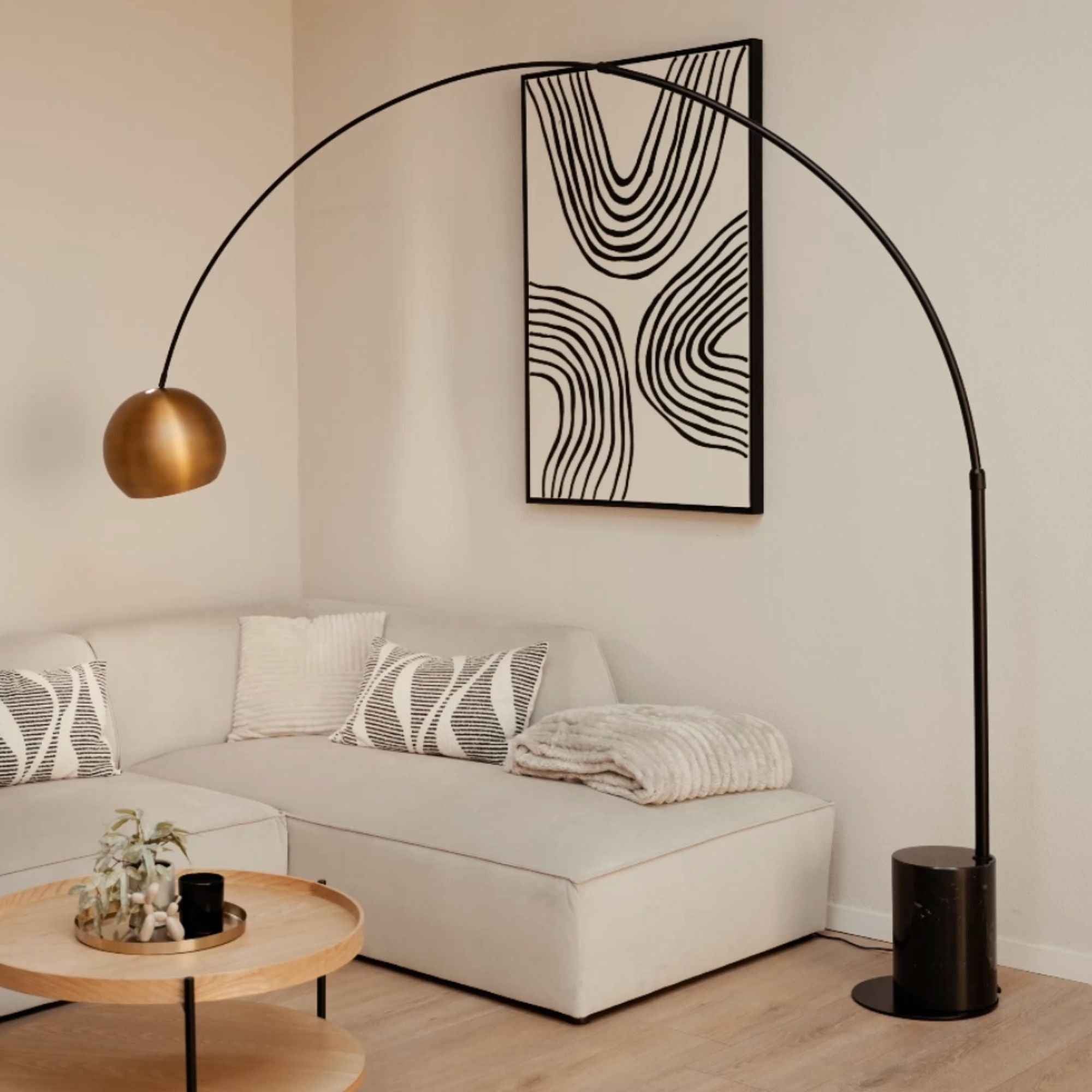 Bello Arc Lamp | Marble Base, Adjustable Metal Shade