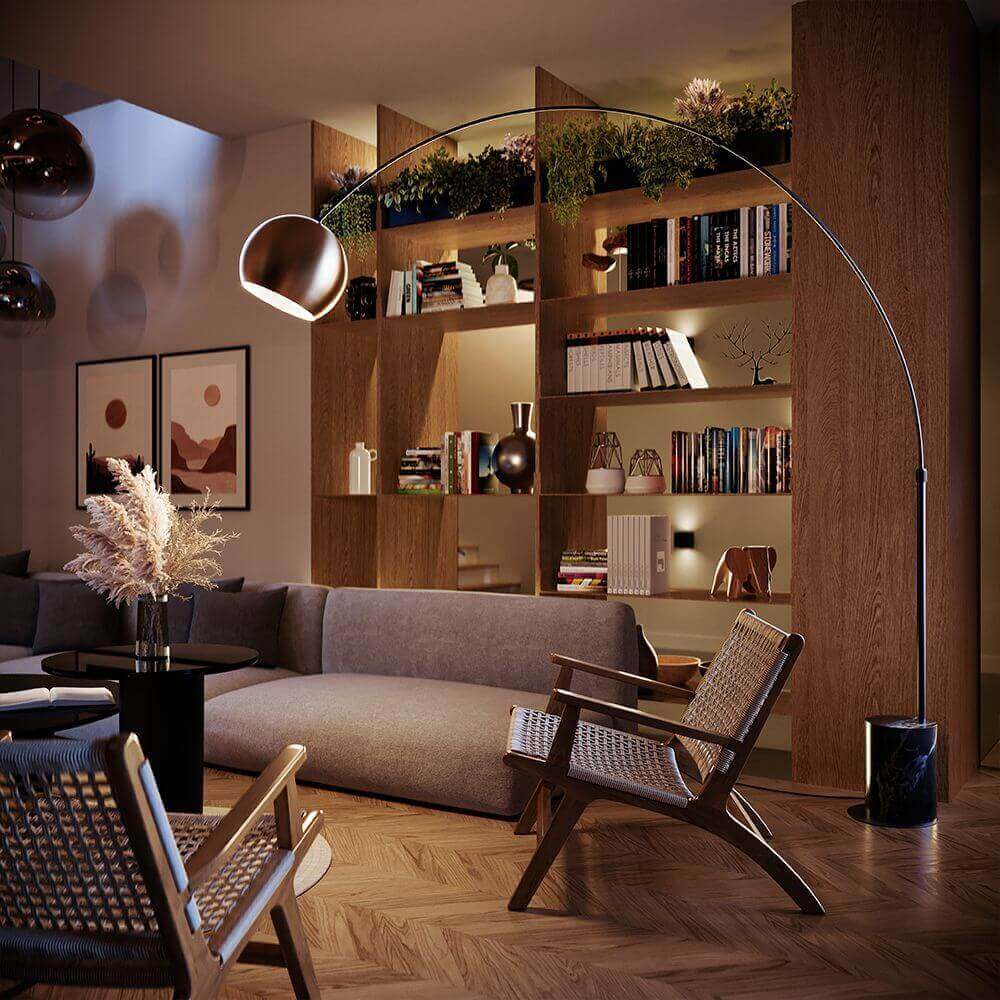 Bello Arc Lamp | Marble Base, Adjustable Metal Shade