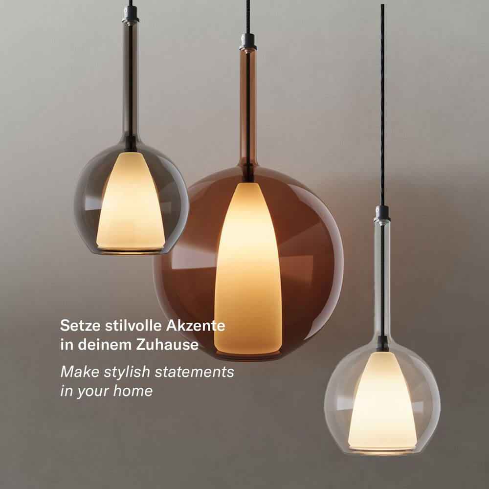 Bela Glass Pendant Light | Dimmable, 150cm Textile Cable