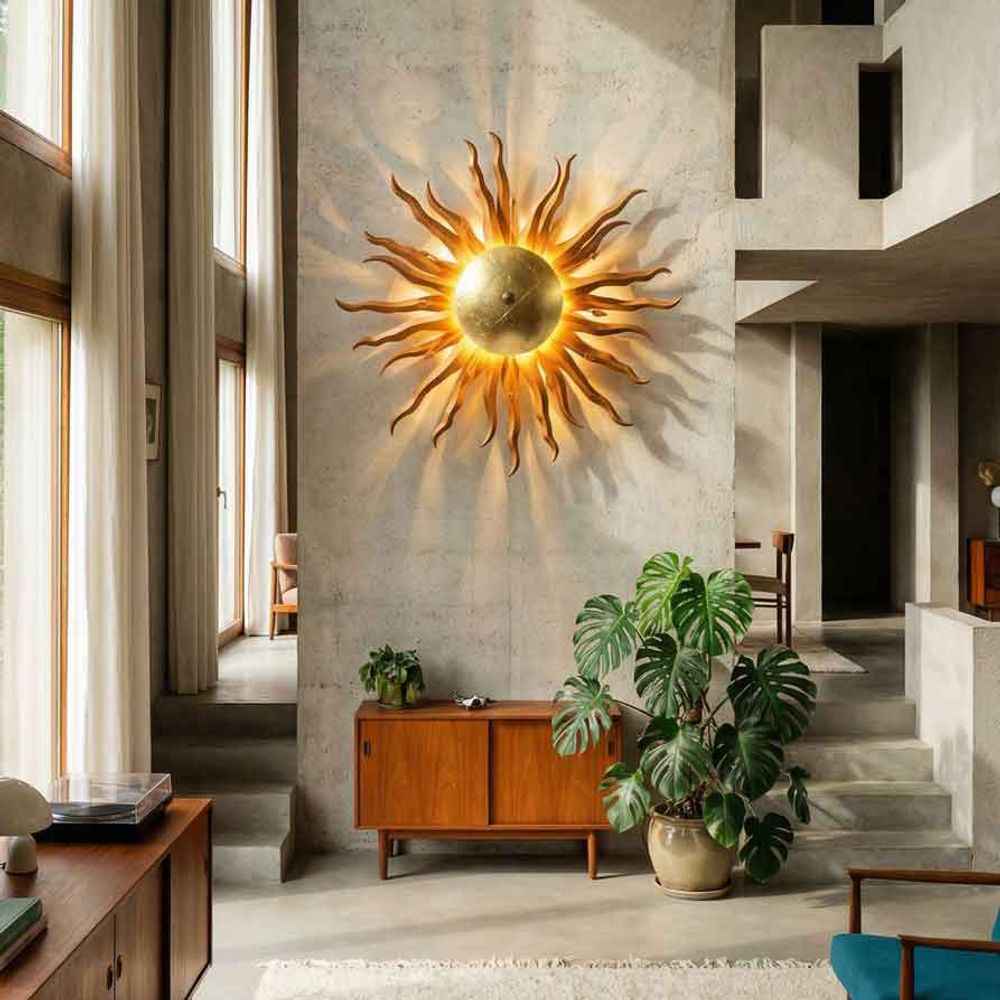 Bello Diator XL Wall & Ceiling Light | Hand-Forged Rust & Gold Design