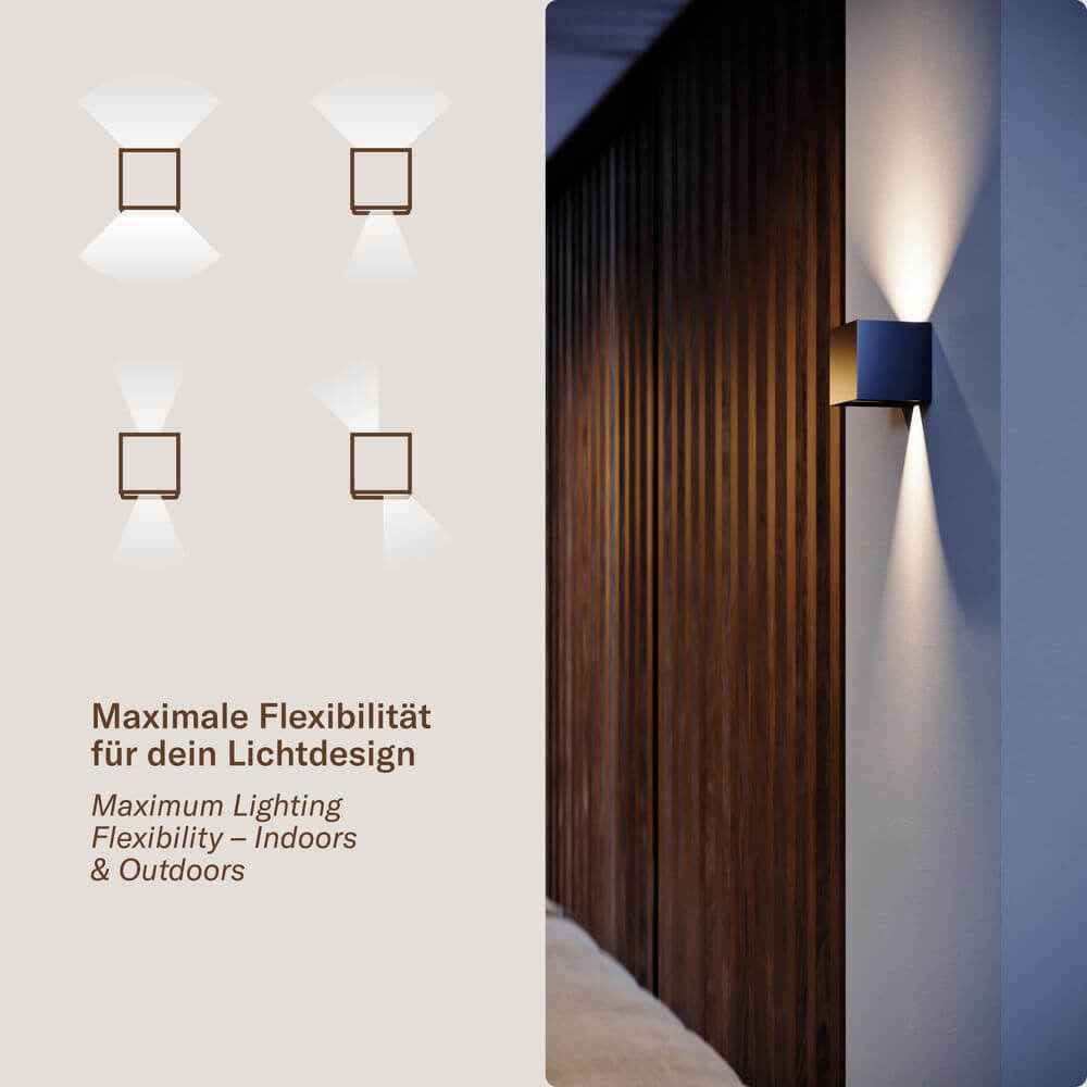 Brix LED Wall Lamp | Adjustable Light Flaps, Indoor & Outdoor IP44