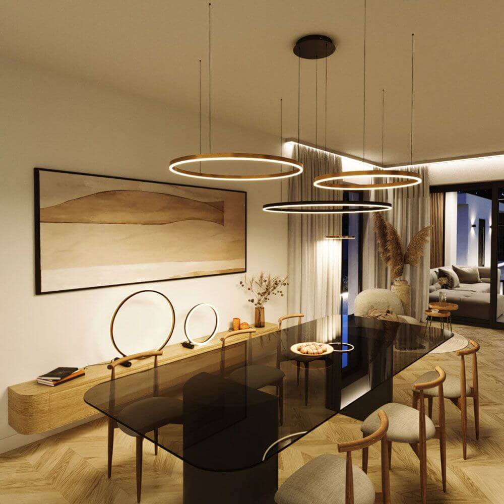 Bela LED Ring Pendant Light | Eccentric 3-Piece, Dimmable Design