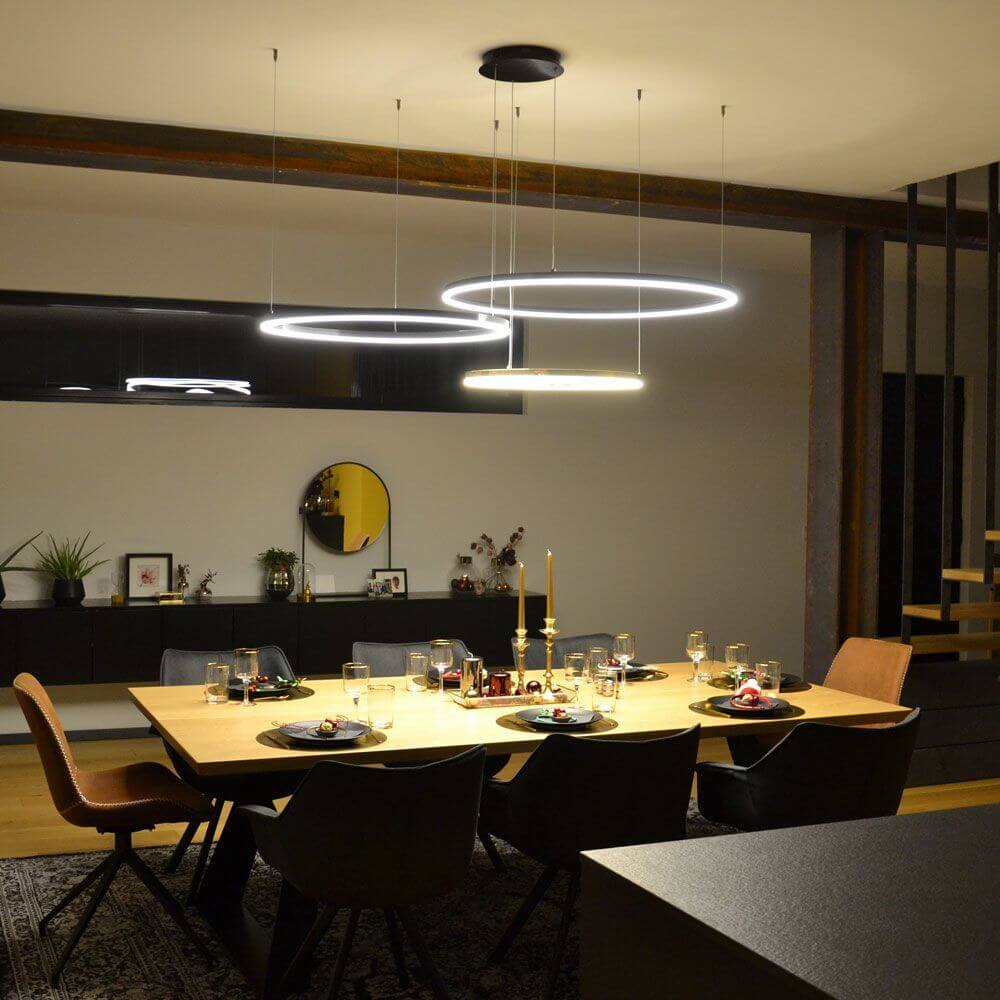 Bela LED Ring Pendant Light | Eccentric 3-Piece, Dimmable Design