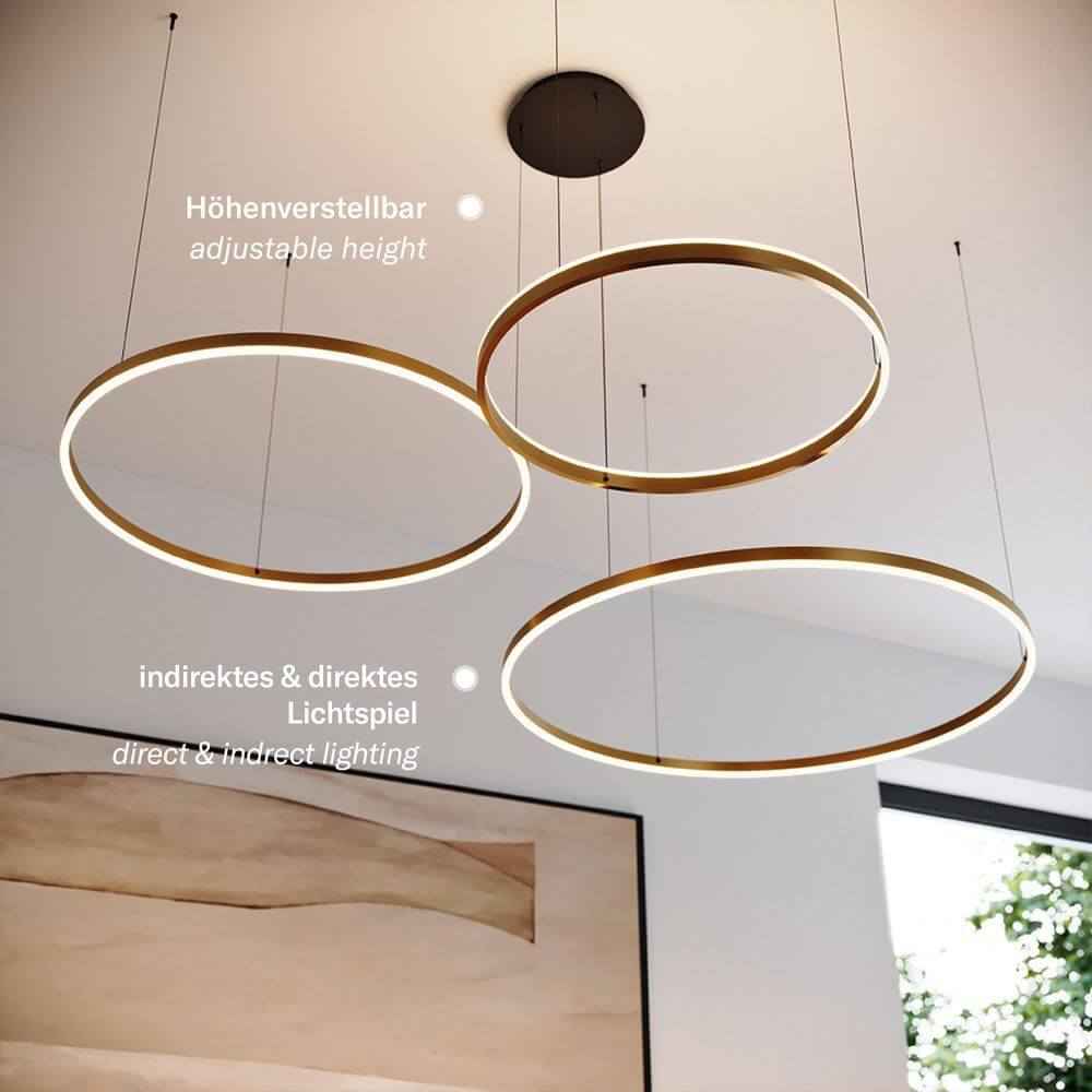 Bela LED Ring Pendant Light | Eccentric 3-Piece, Dimmable Design