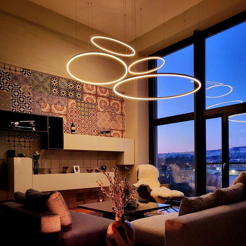 Bela LED Ring Pendant Light | Eccentric 3-Piece, Dimmable Design