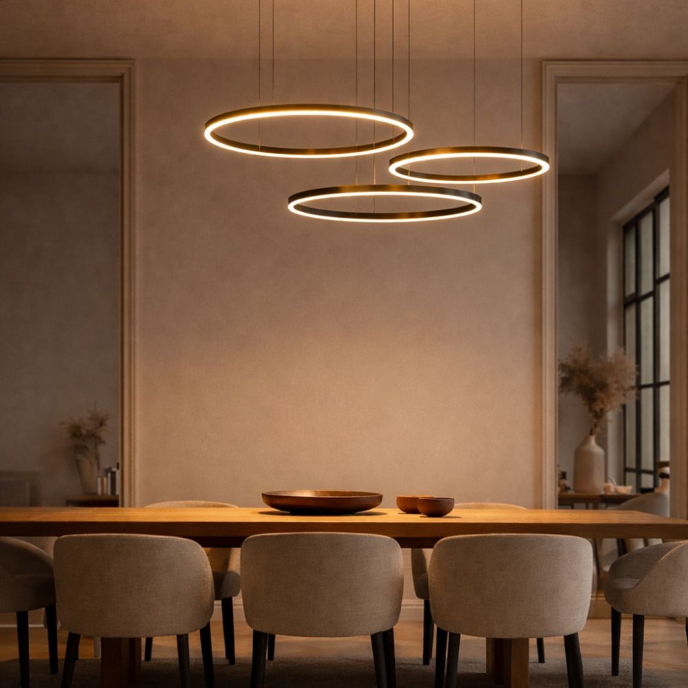 Bela LED Ring Pendant Light | Eccentric 3-Piece, Dimmable Design