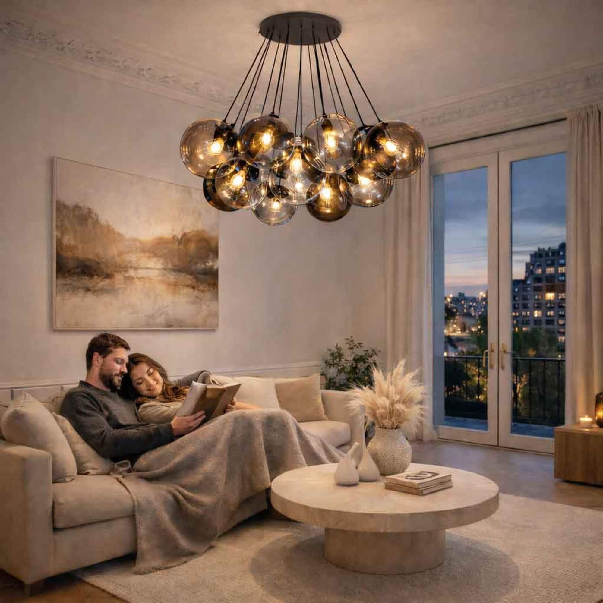 Bello Orb Cluster Pendant Light | 13-Bulb, Mouth-Blown Glass