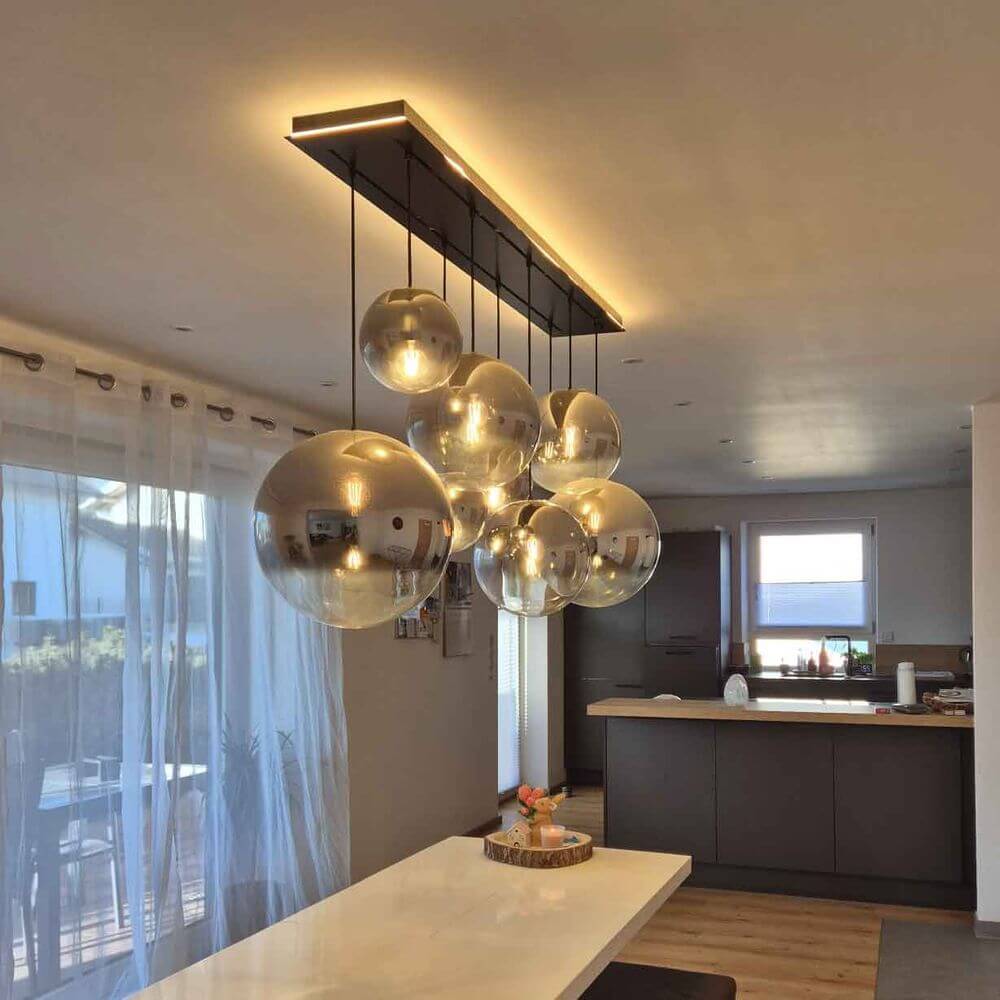 Bello Orb Pendant Lamp | 8-Flame, Customizable Glass Spheres