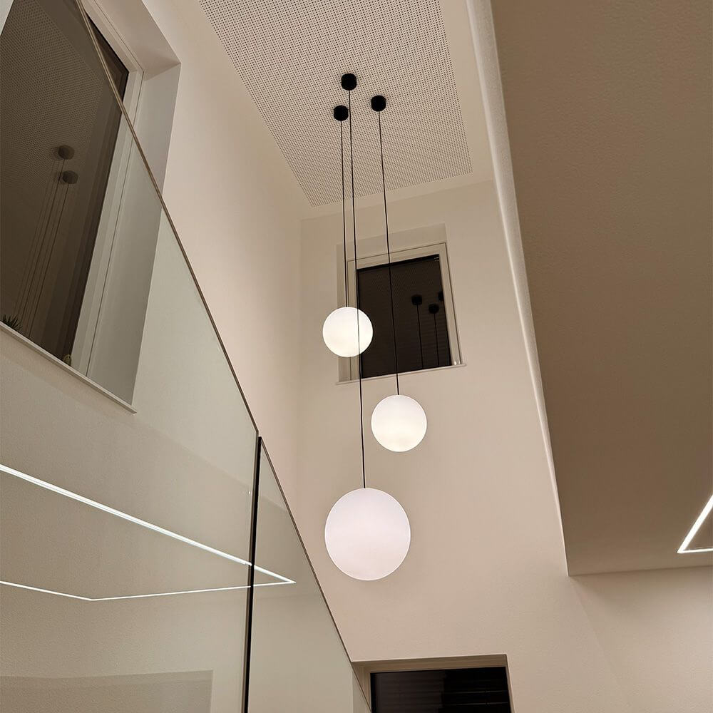 Breeza Orb Gallery Light | 5m Suspension, Clear Glass Ball