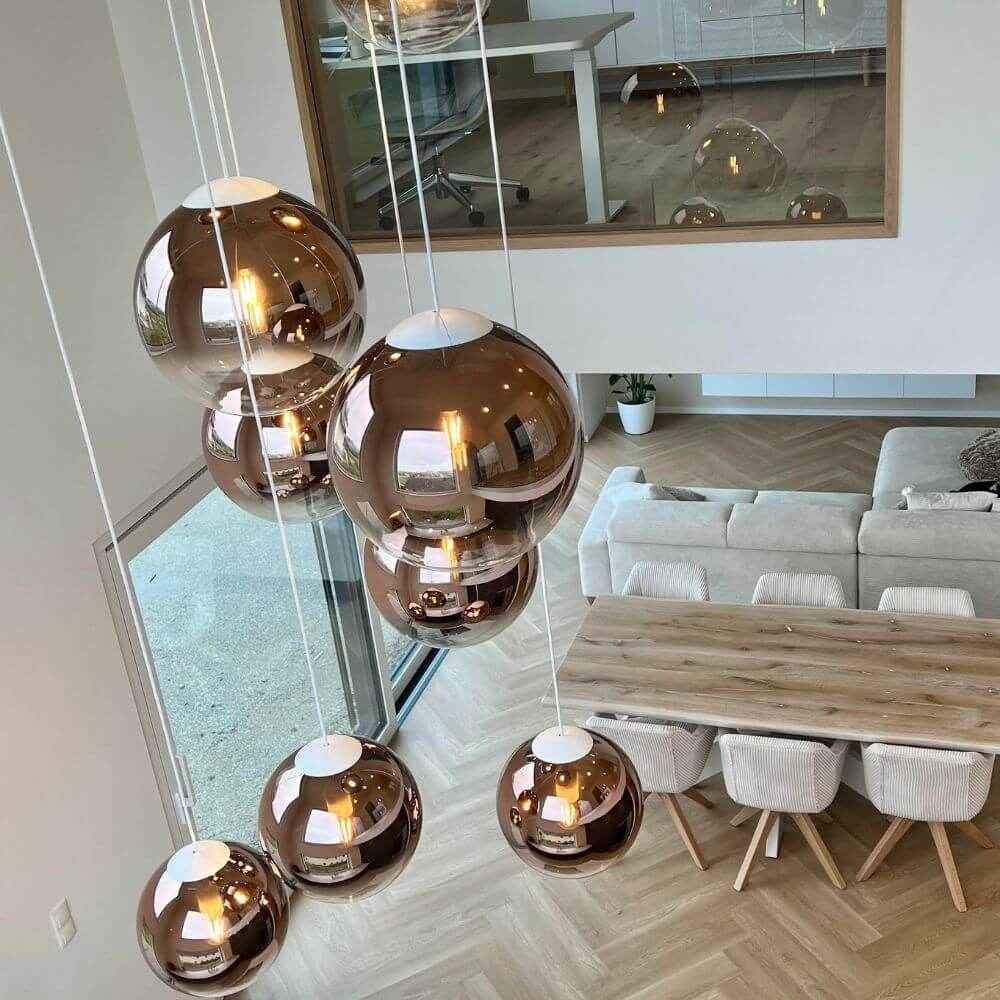Bela Orb Glass Ball Pendant Light | 5m Suspension, E27 Socket
