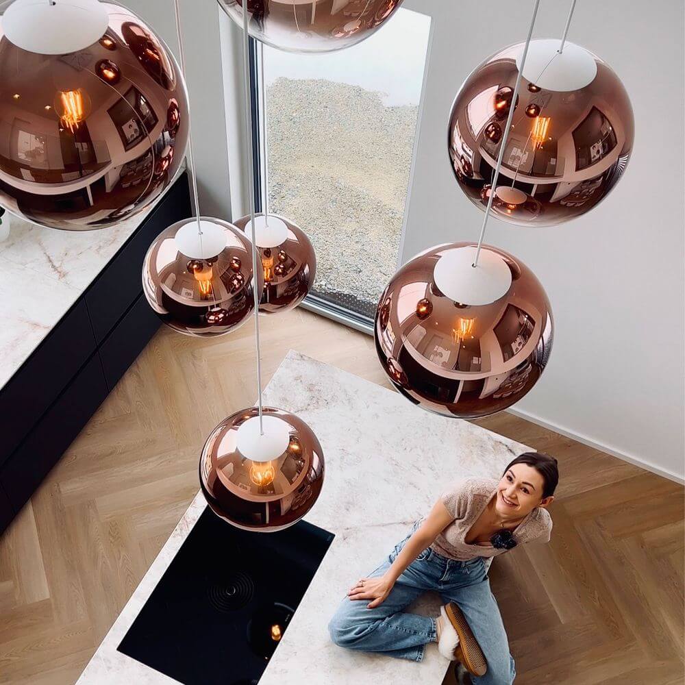 Bela Orb Glass Ball Pendant Light | 5m Suspension, E27 Socket