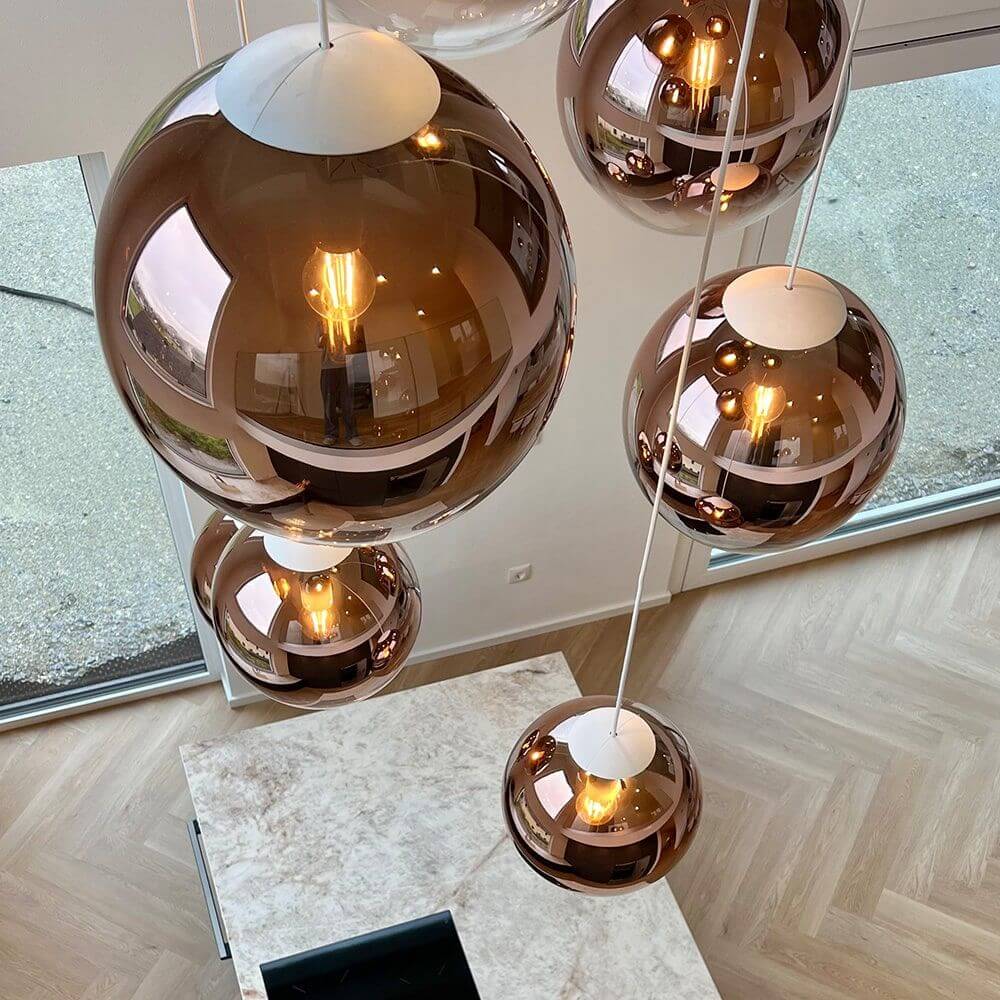 Bela Orb Glass Ball Pendant Light | 5m Suspension, E27 Socket