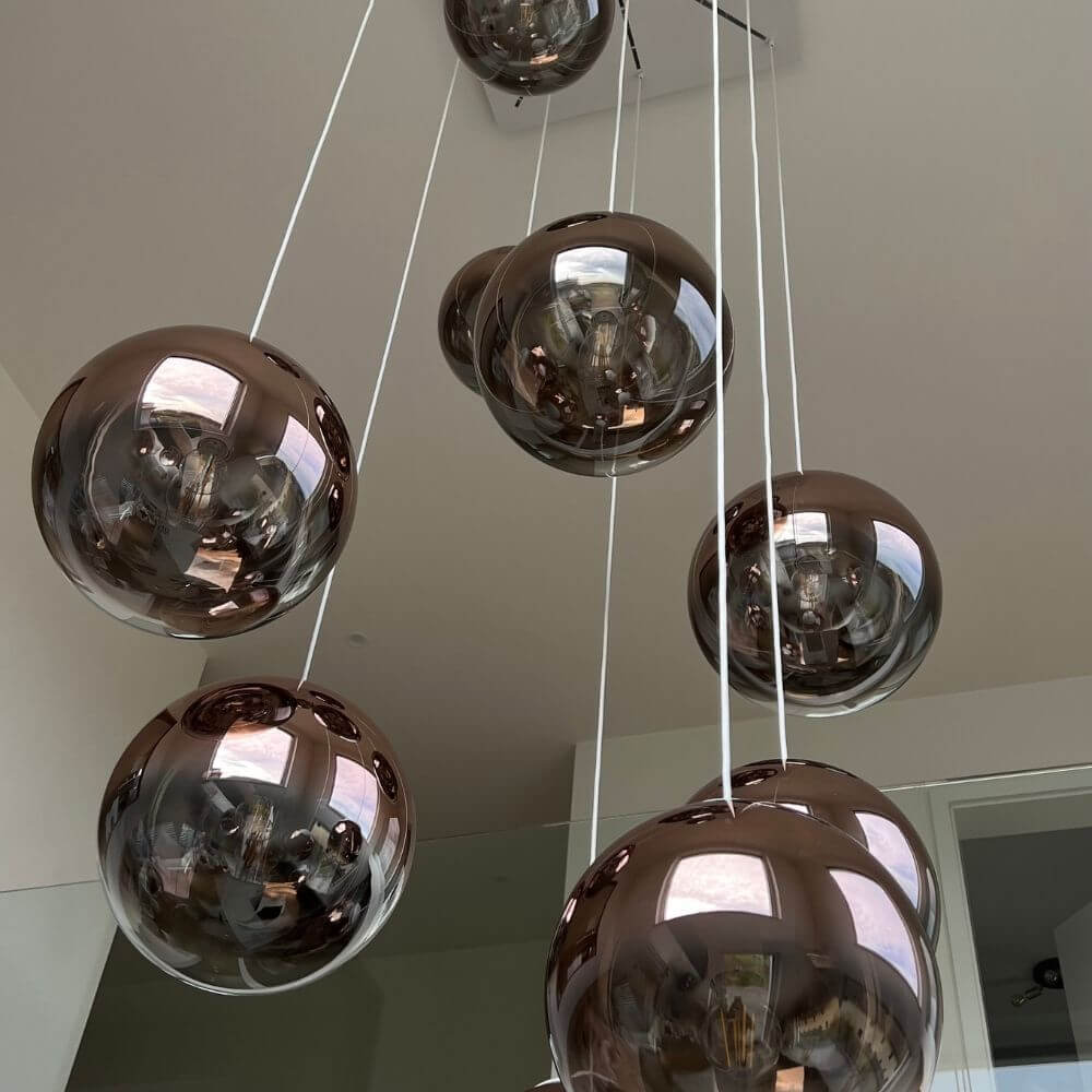 Bela Orb Glass Ball Pendant Light | 5m Suspension, E27 Socket