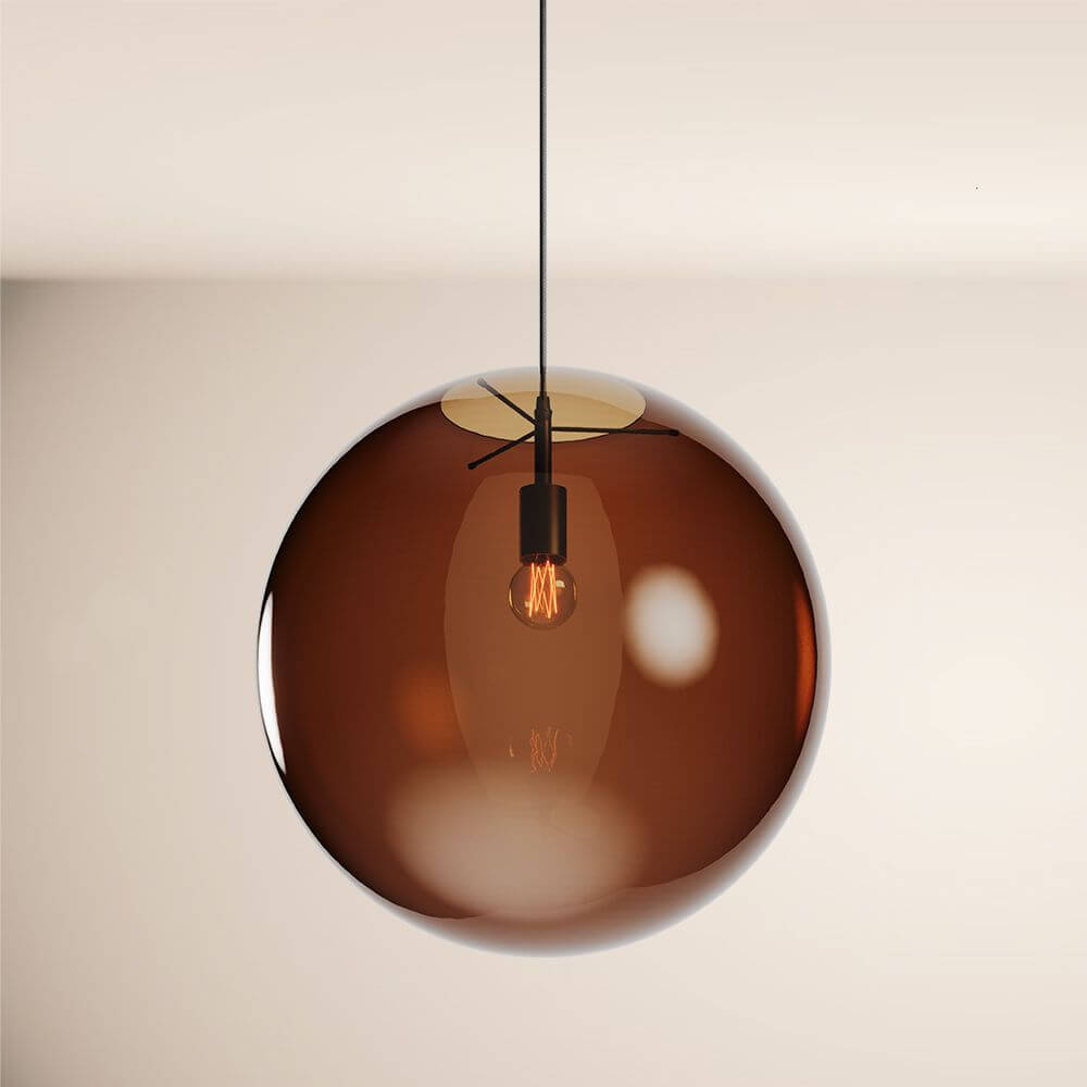 Bela Pendant Lamp | Hand-Blown Glass, 150cm Black Textile Cable