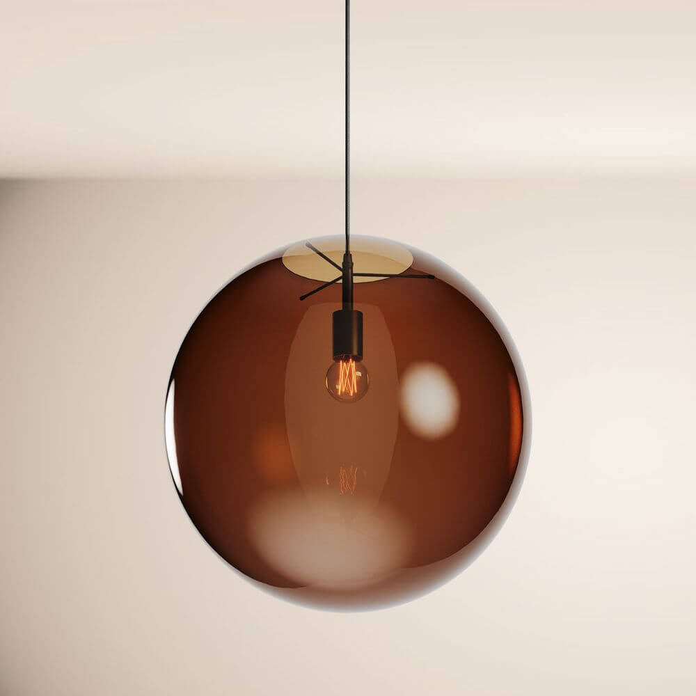 Bela Pendant Lamp | Hand-Blown Glass, 150cm Black Textile Cable