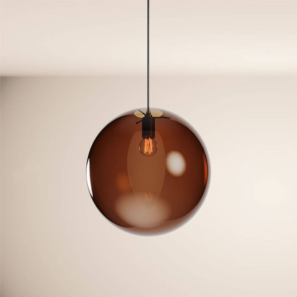 Bela Pendant Lamp | Hand-Blown Glass, 150cm Black Textile Cable