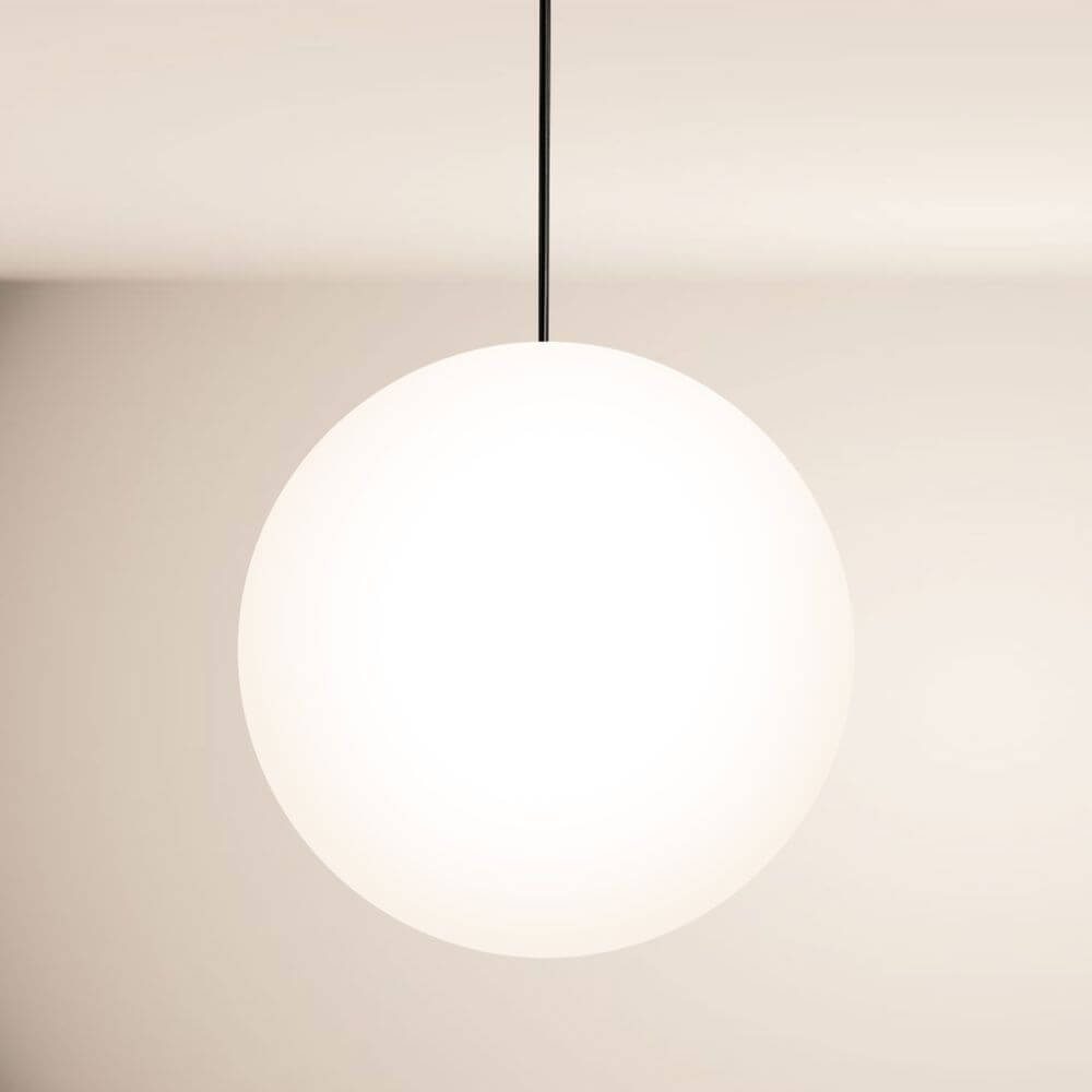 Bela Pendant Lamp | Hand-Blown Glass, 150cm Black Textile Cable