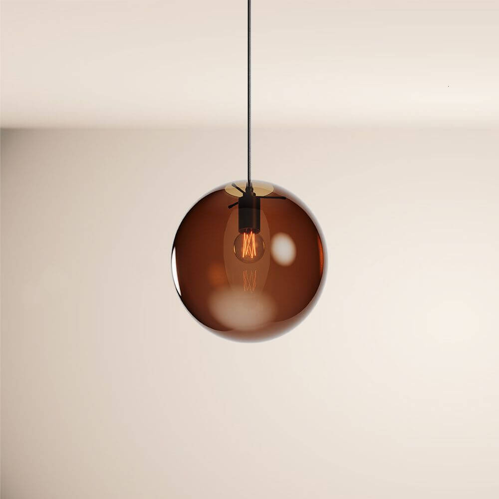 Bela Pendant Lamp | Hand-Blown Glass, 150cm Black Textile Cable
