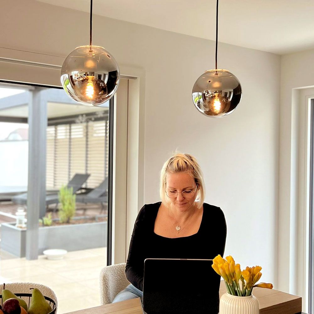 Bello Orb Glass Pendant Light | Hand-Blown Glass, Customizable Suspension