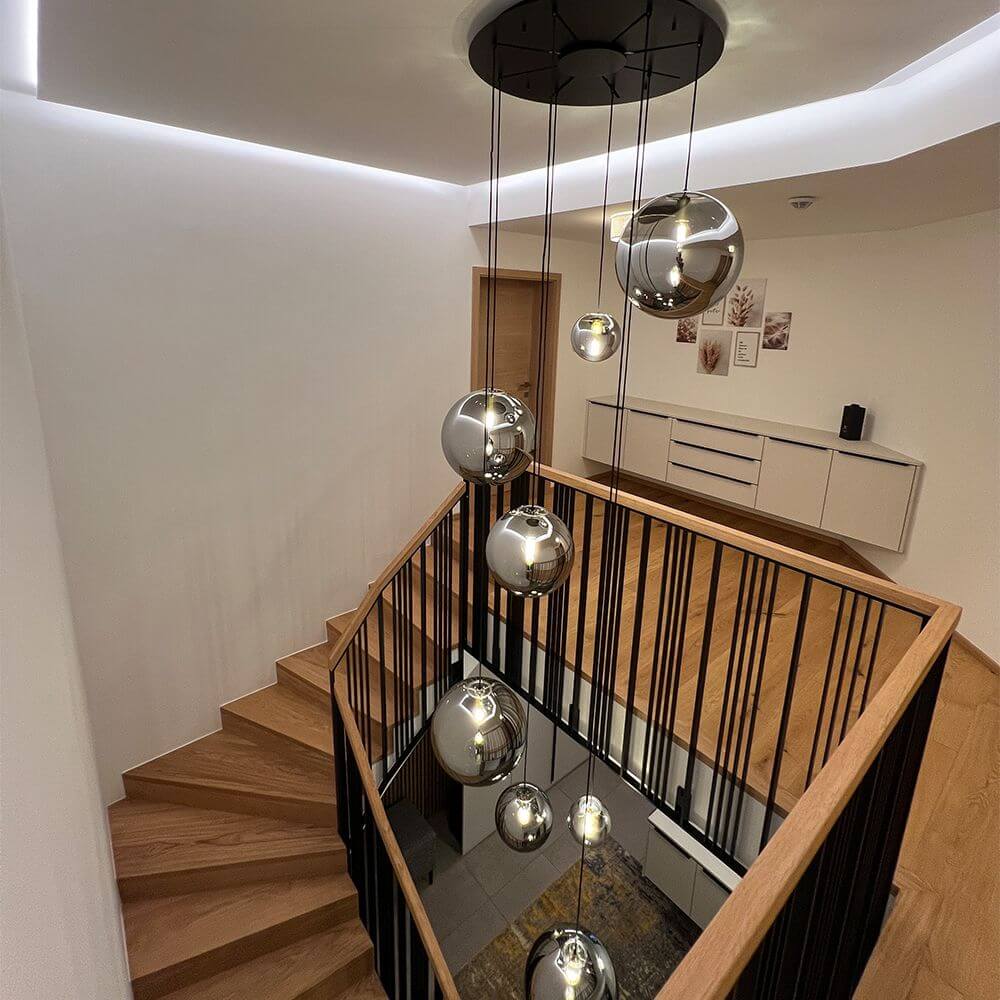 Bello Orb XL Gallery Light | 8-Glass Spheres, Modular Canopy