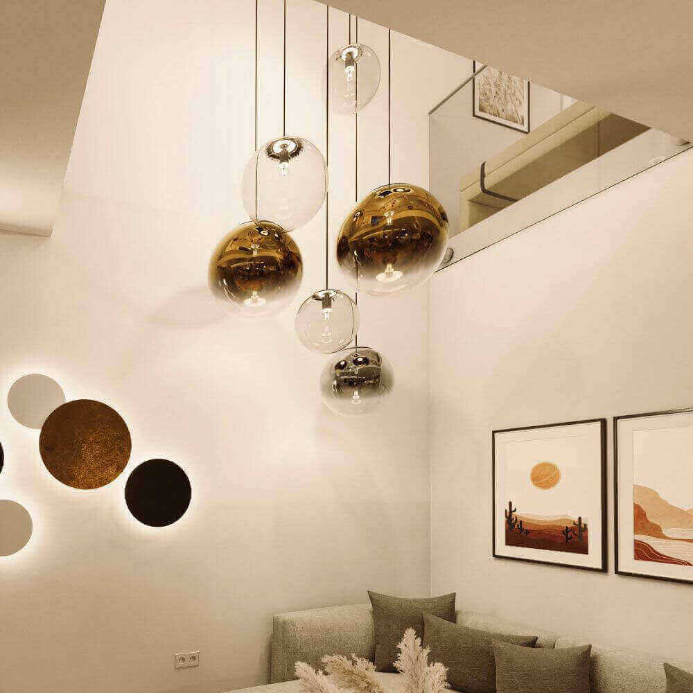Bello Orb XL Gallery Light | 8-Glass Spheres, Modular Canopy