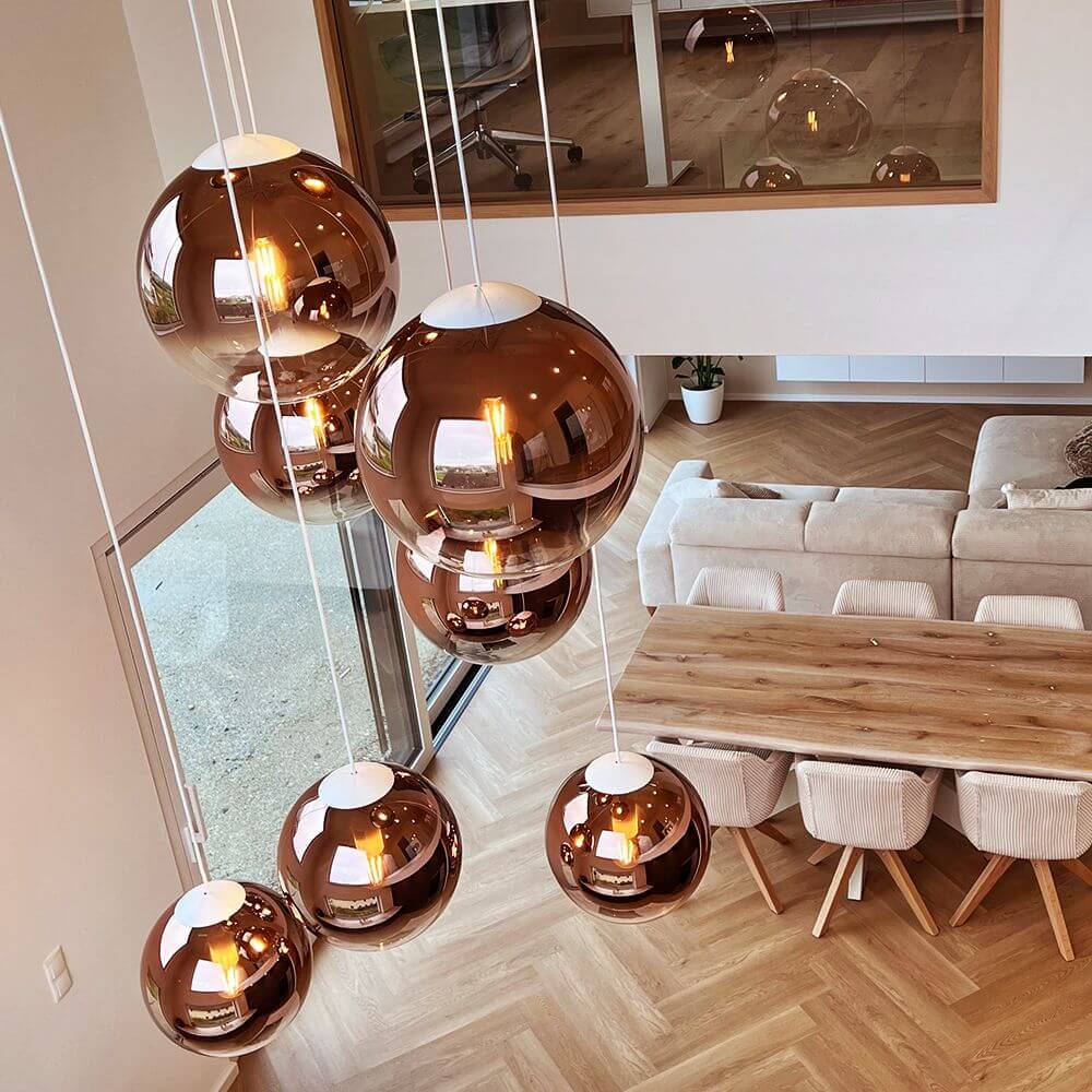 Bello Orb XL Gallery Light | 8-Glass Spheres, Modular Canopy