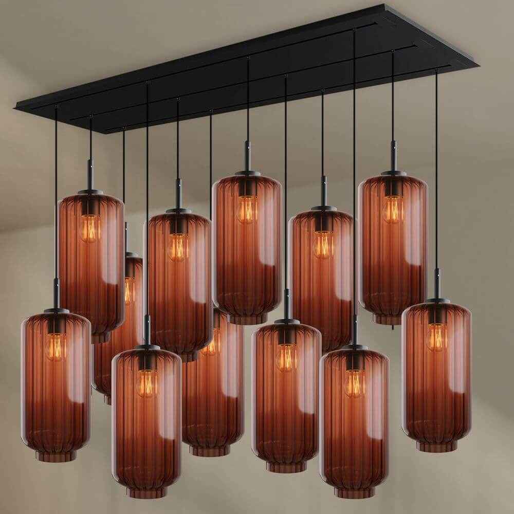 Bello Dining Room Light | 12-Bulb, Mouth-Blown Glass Pendants