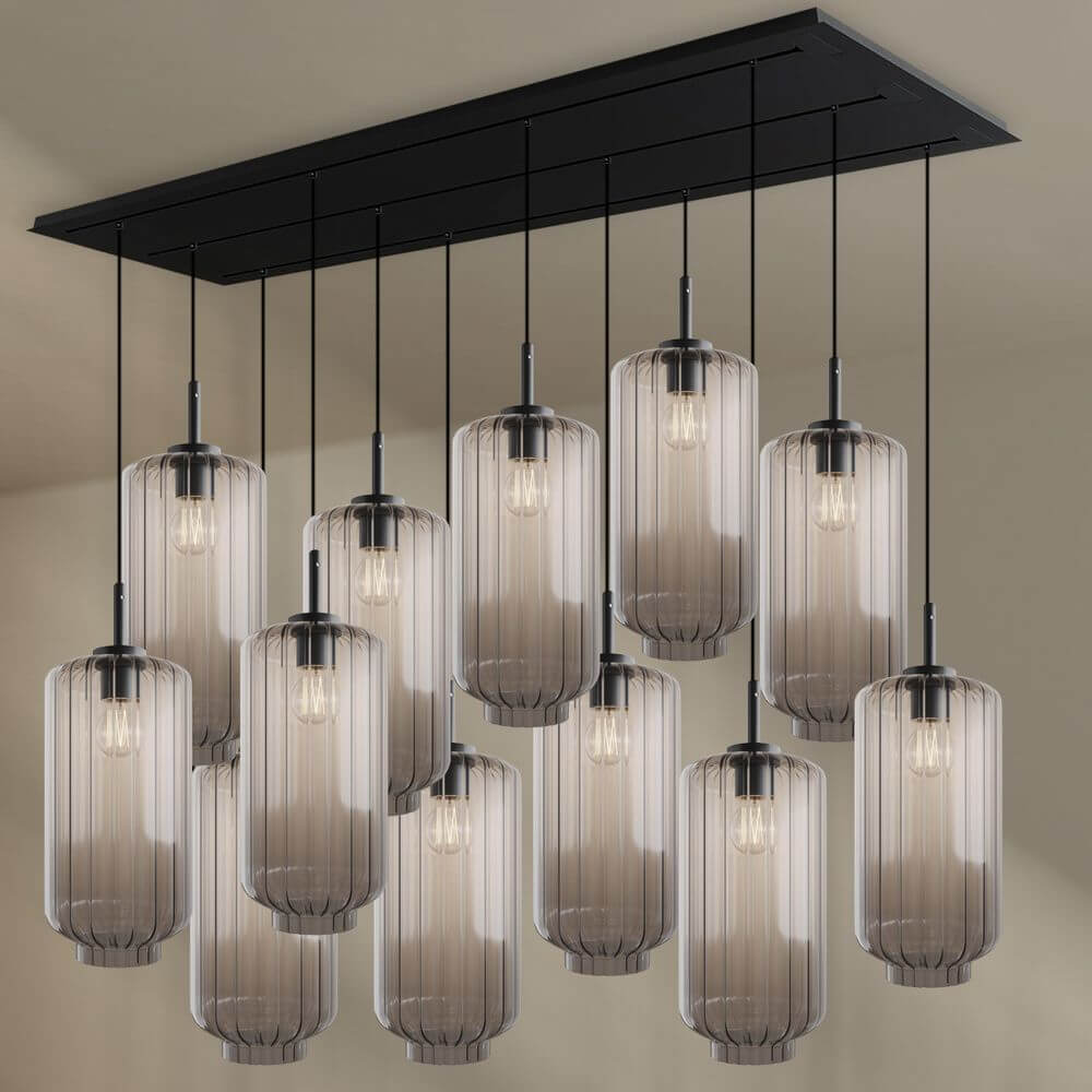 Bello Dining Room Light | 12-Bulb, Mouth-Blown Glass Pendants