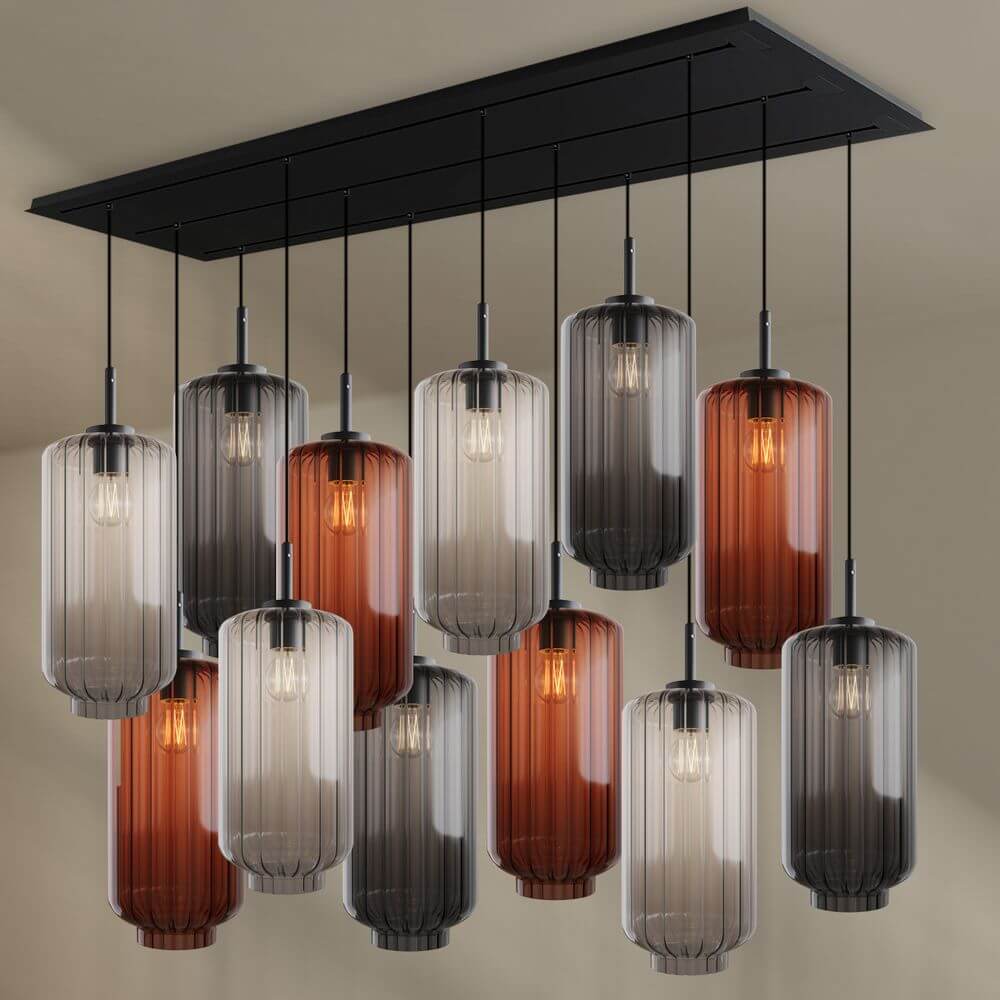 Bello Dining Room Light | 12-Bulb, Mouth-Blown Glass Pendants