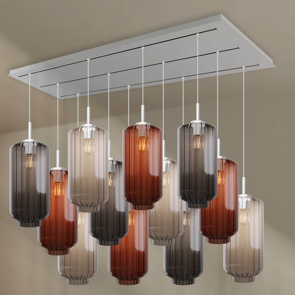 Bello Dining Room Light | 12-Bulb, Mouth-Blown Glass Pendants