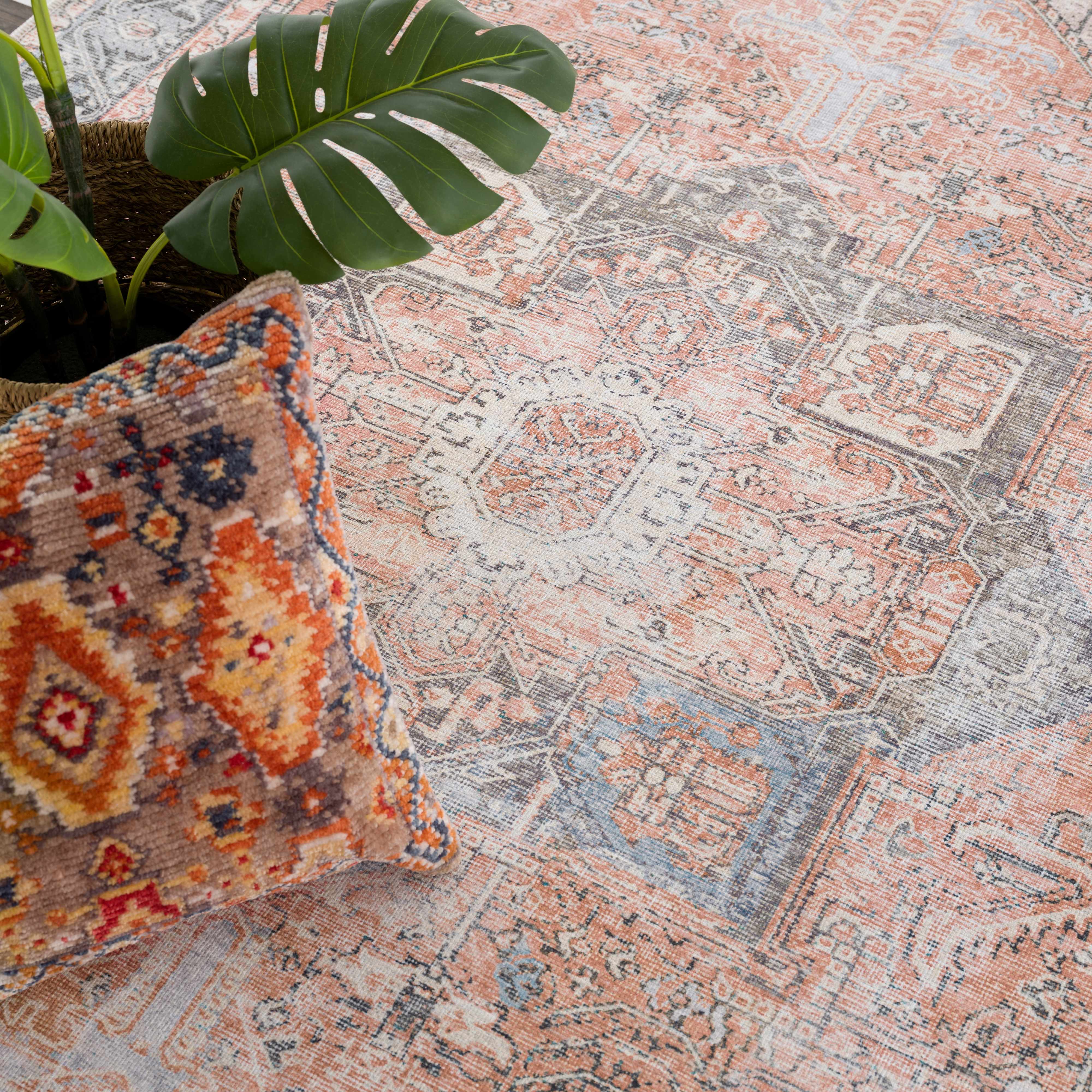 Brix Vintage Area Rug  Washable Chenille-Polyester, Pet-Friendly
