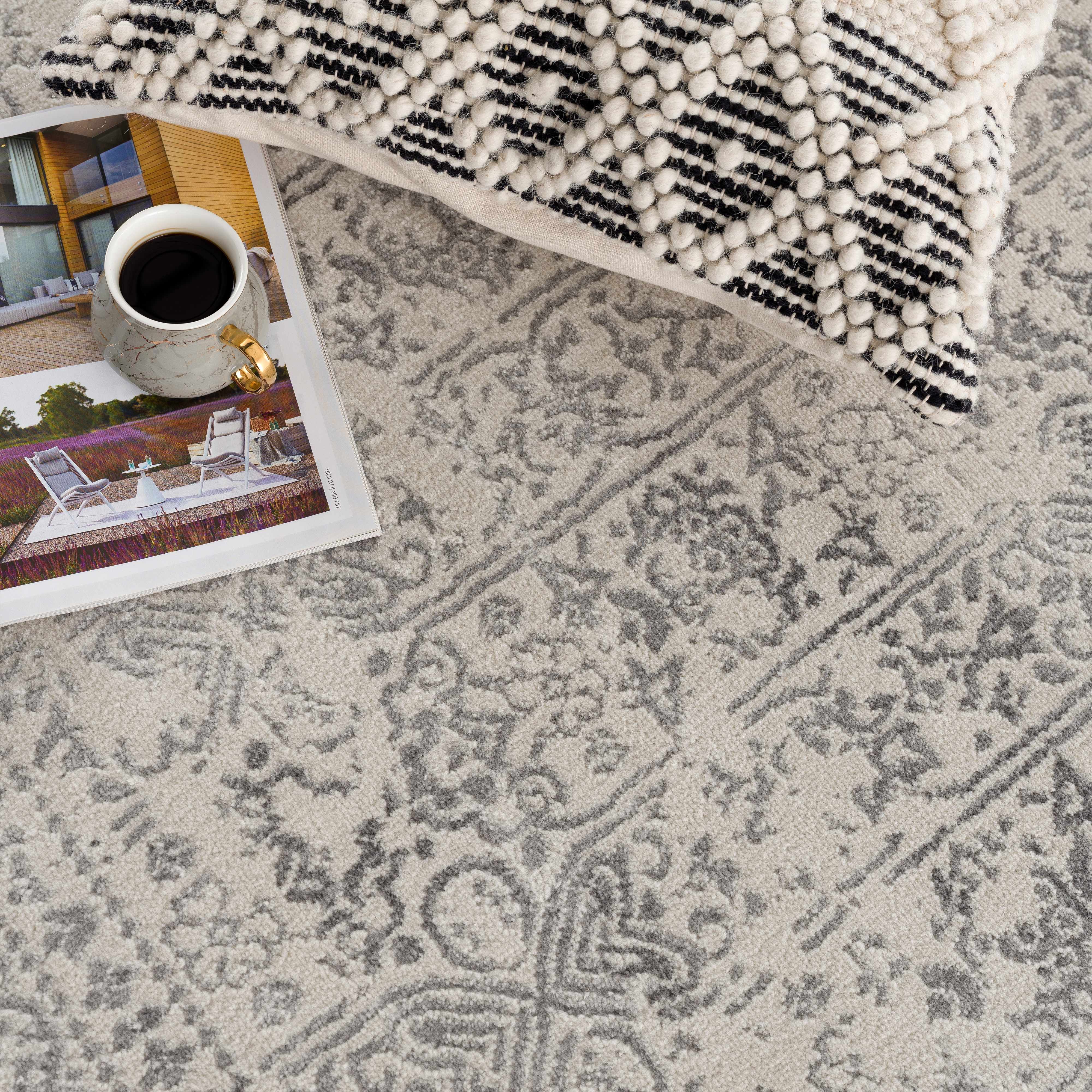 Mira Area Rug  Machine Woven  Medium Pile  Cream Gray