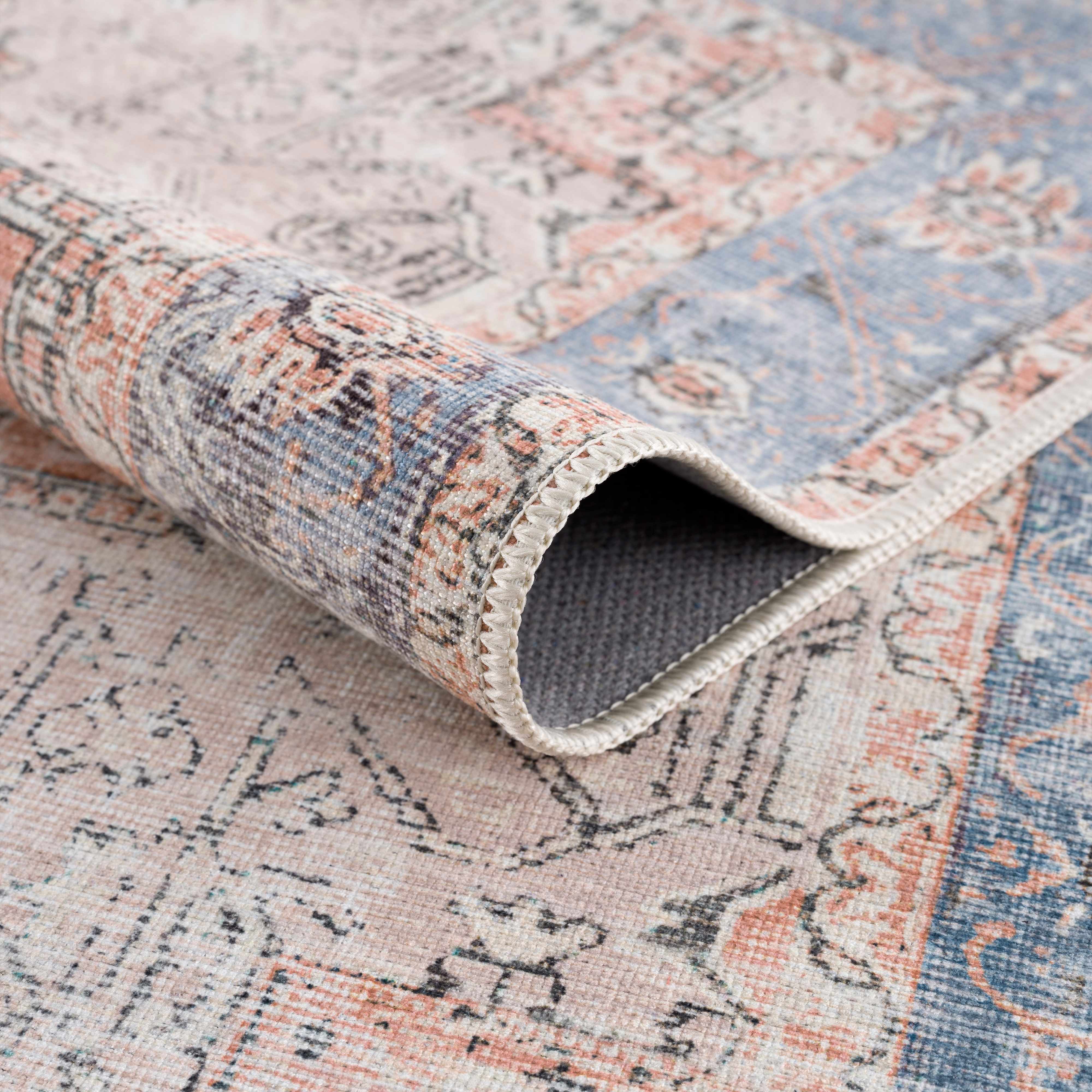 Brix Vintage Area Rug  Washable Chenille-Polyester, Pet-Friendly