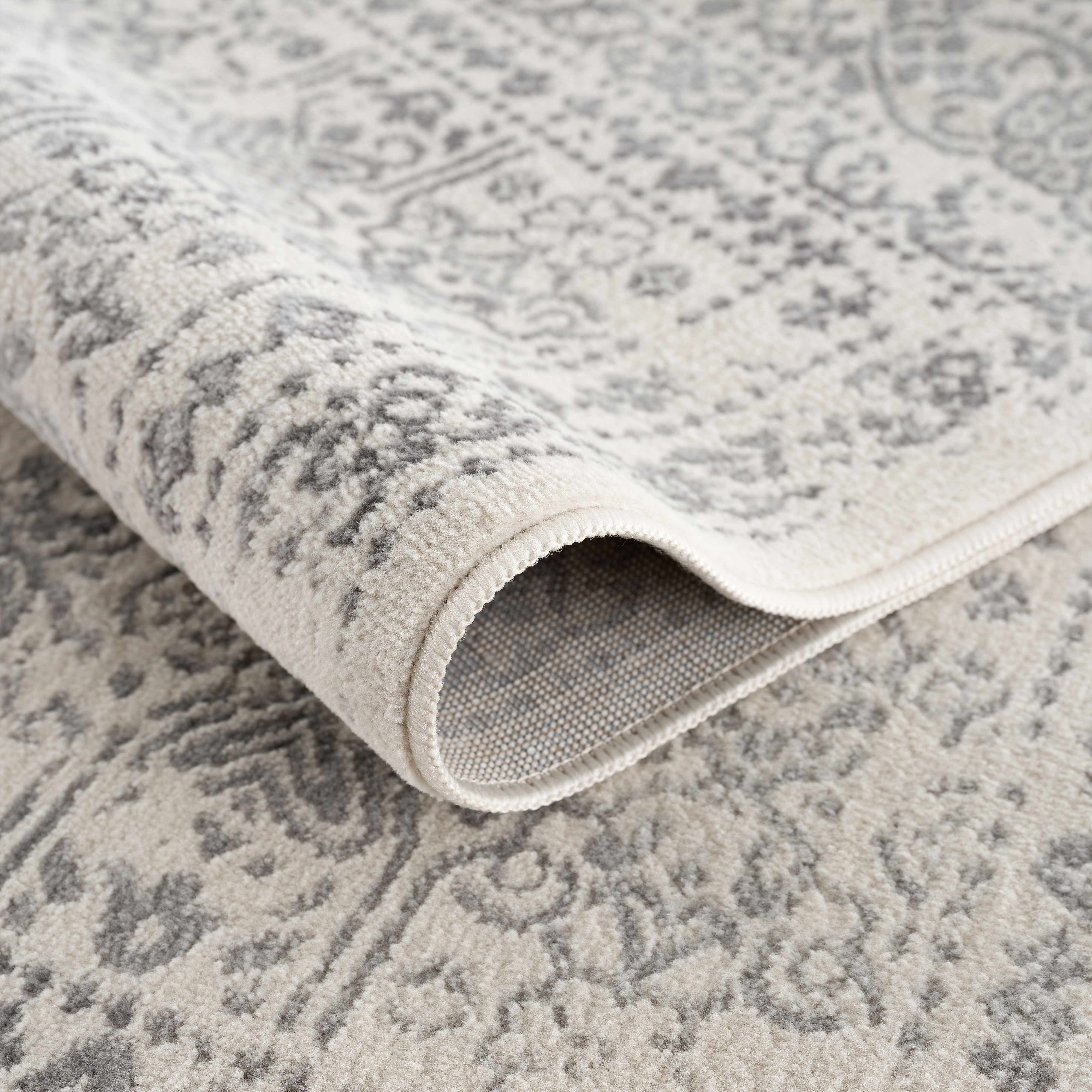 Mira Area Rug  Machine Woven  Medium Pile  Cream Gray