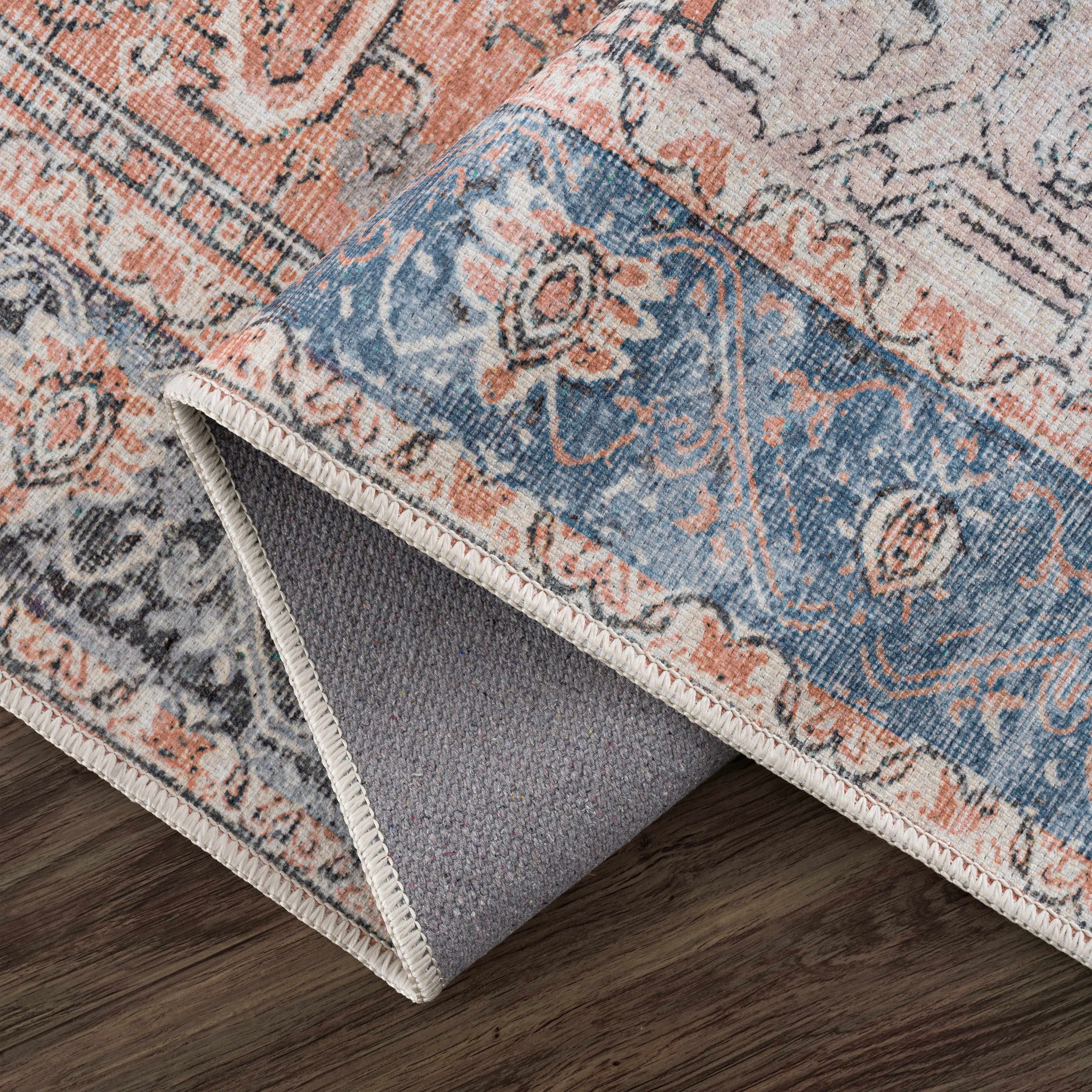 Brix Vintage Area Rug  Washable Chenille-Polyester, Pet-Friendly