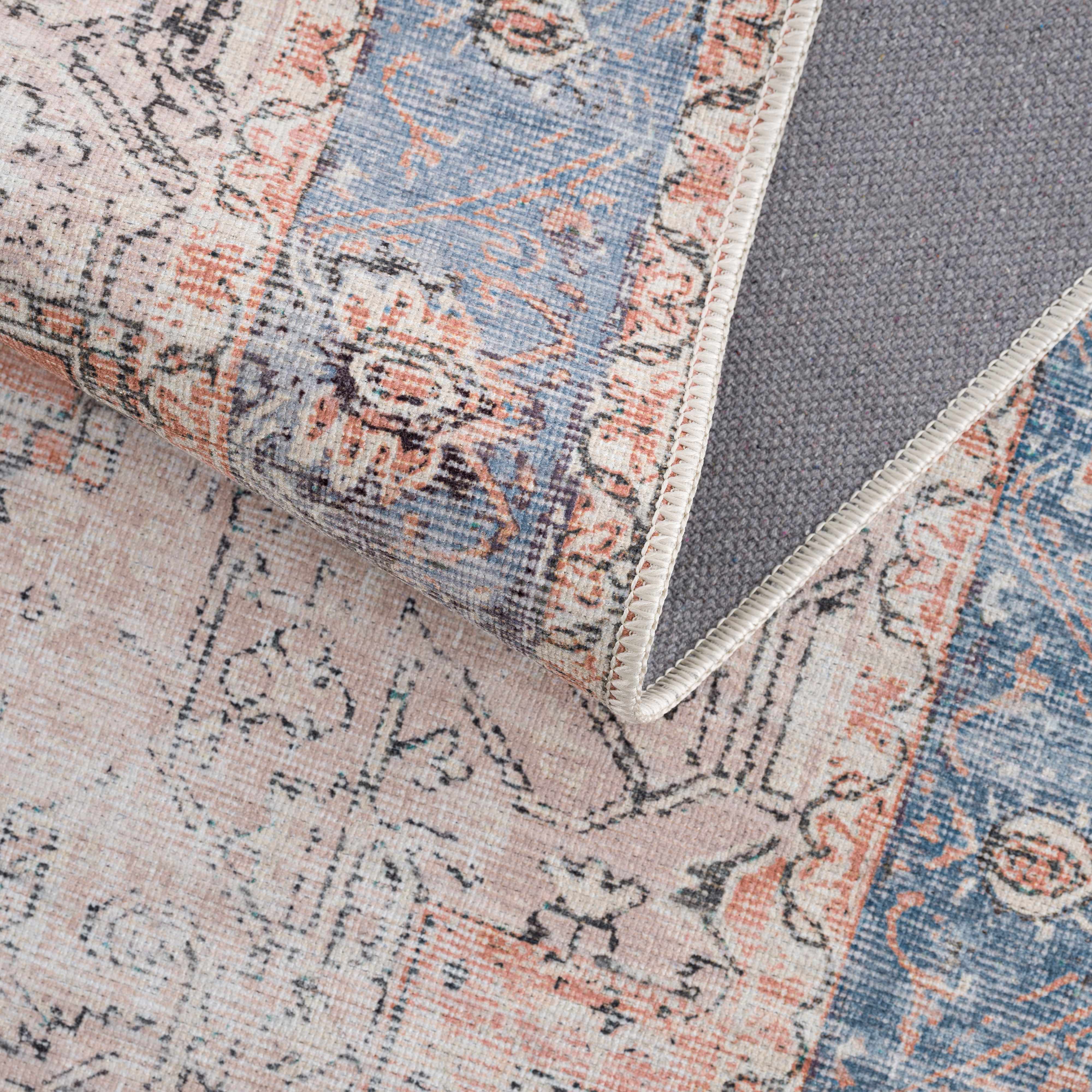 Brix Vintage Area Rug  Washable Chenille-Polyester, Pet-Friendly