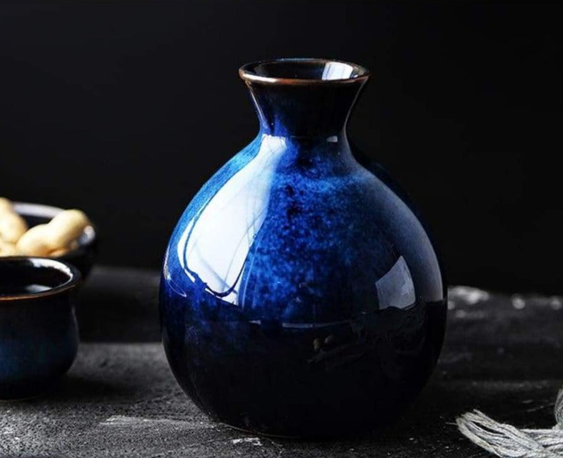 Bento Sake Set | Handgemaakt Keramiek, Indigo Blauw - 5-delig