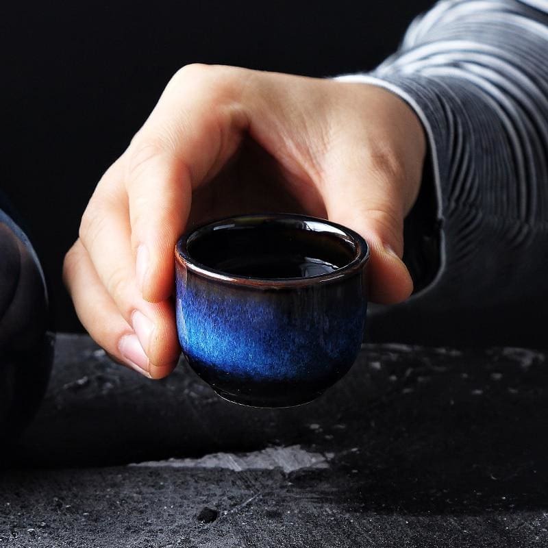 Bento Sake Set | Handgemaakt Keramiek, Indigo Blauw - 5-delig