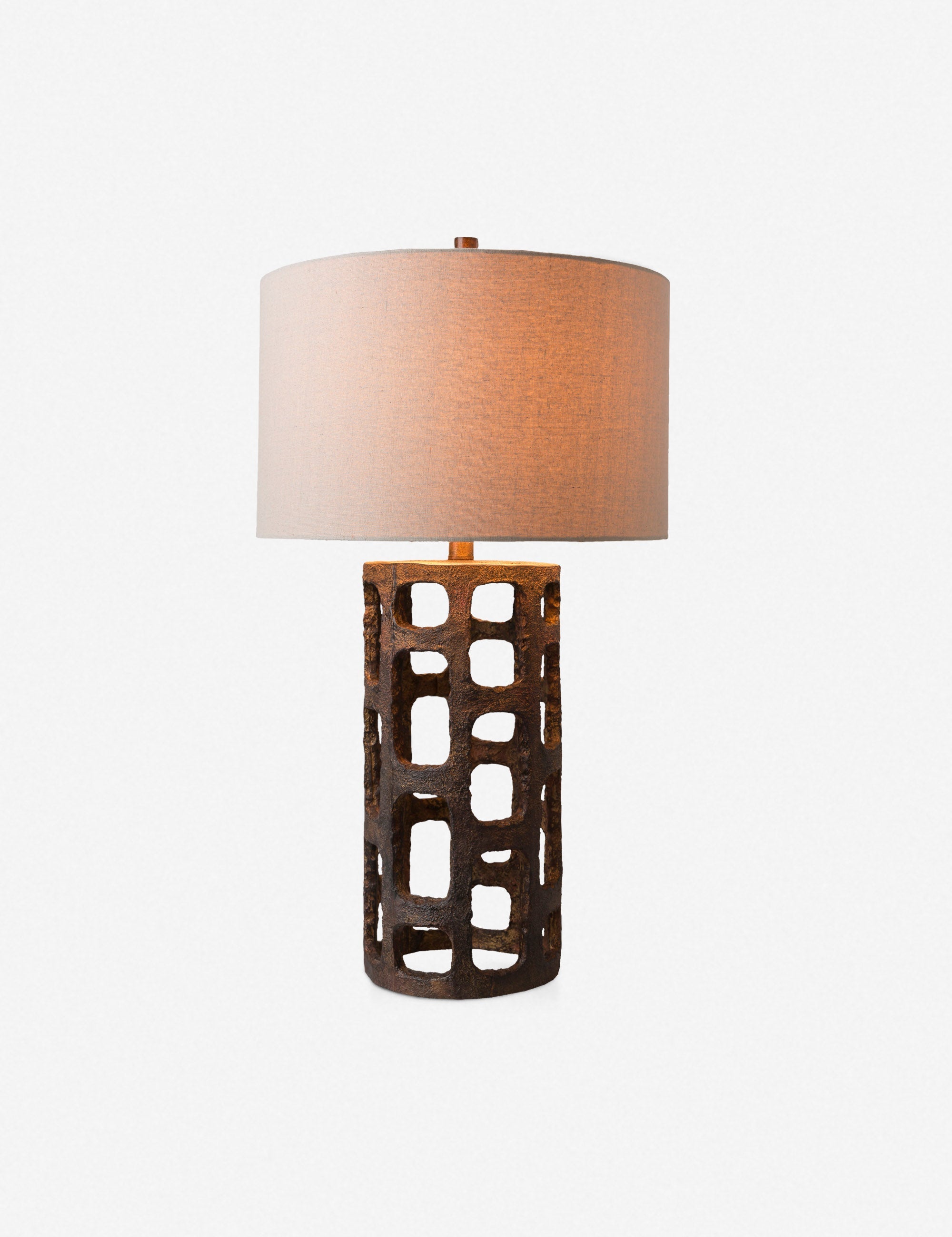 Brix Table Lamp | Distressed Metal, Cutout Cylindrical Base