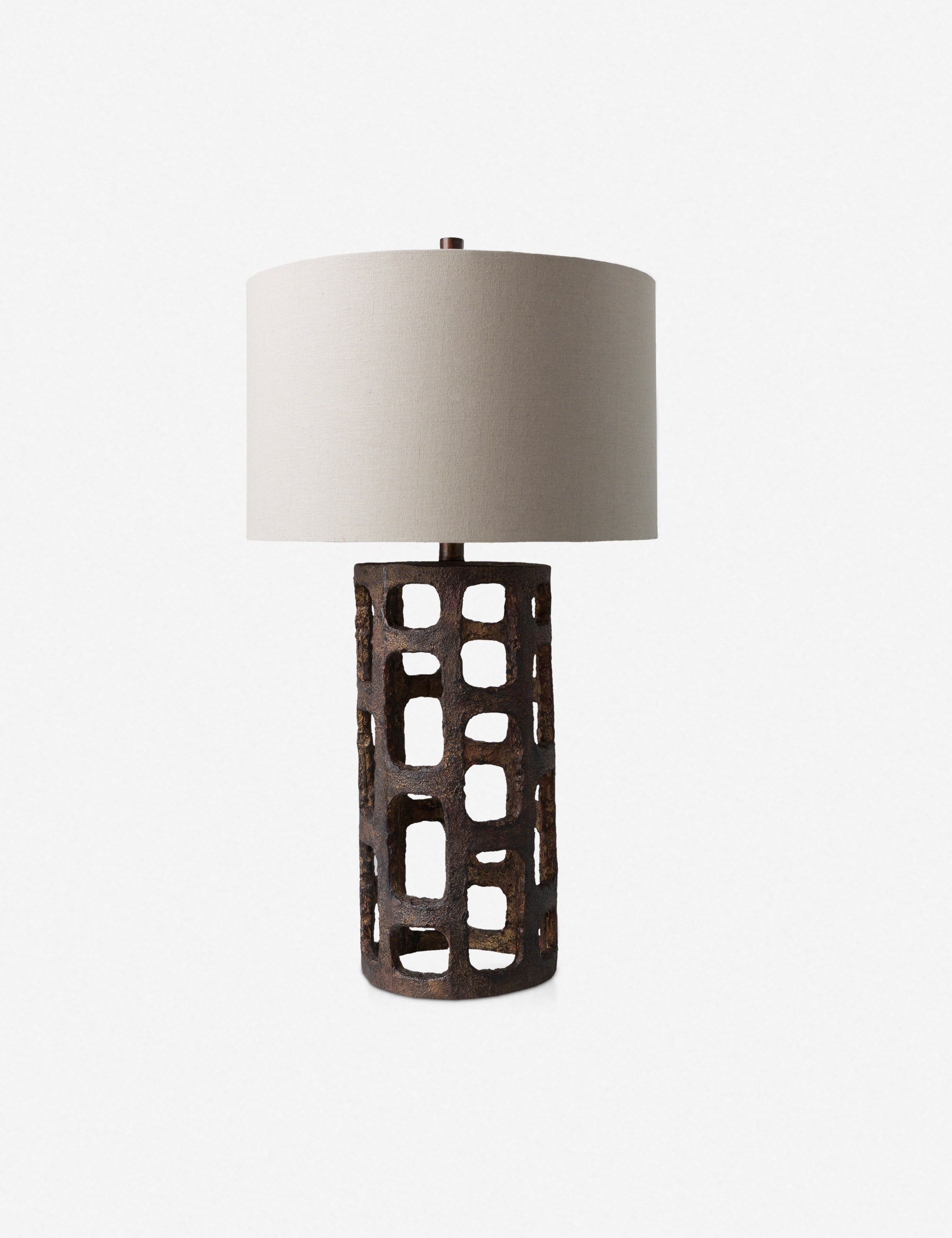 Brix Table Lamp | Distressed Metal, Cutout Cylindrical Base