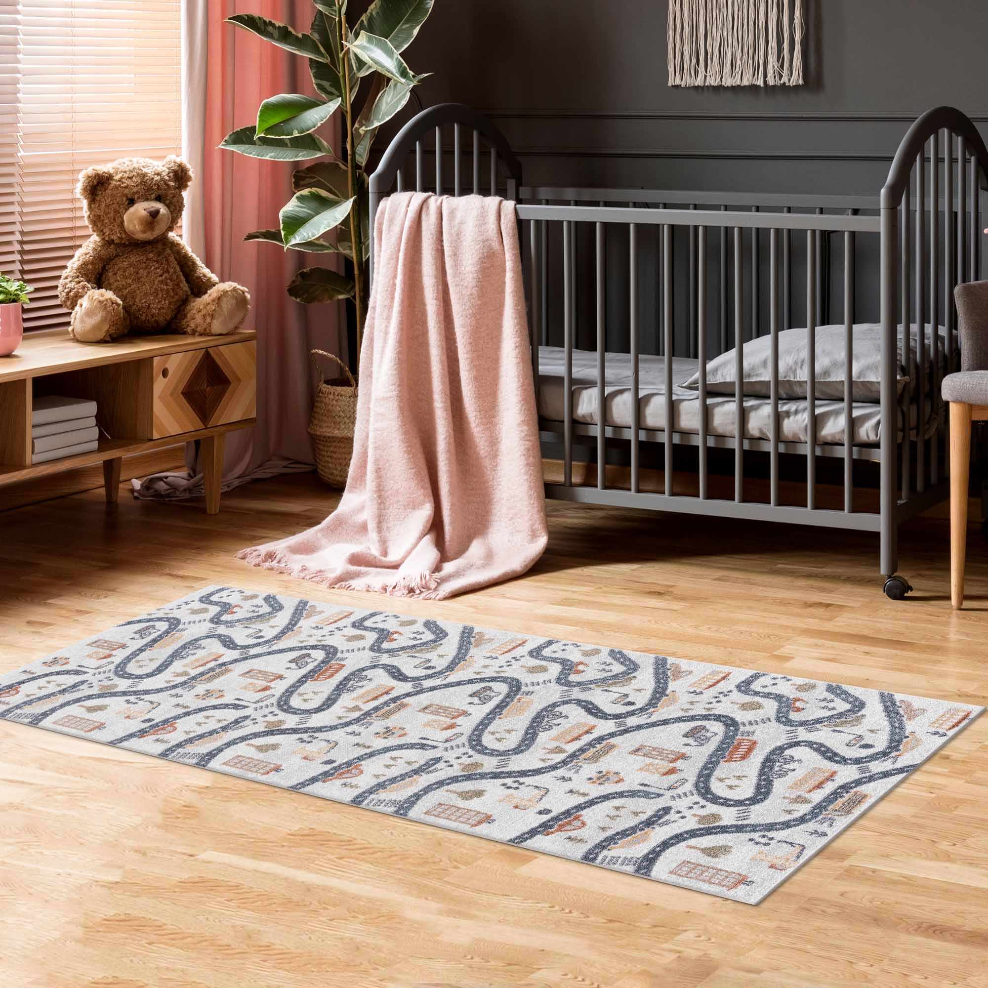 Mave Roads Kids Rug  Washable  Fun Road & Car Design