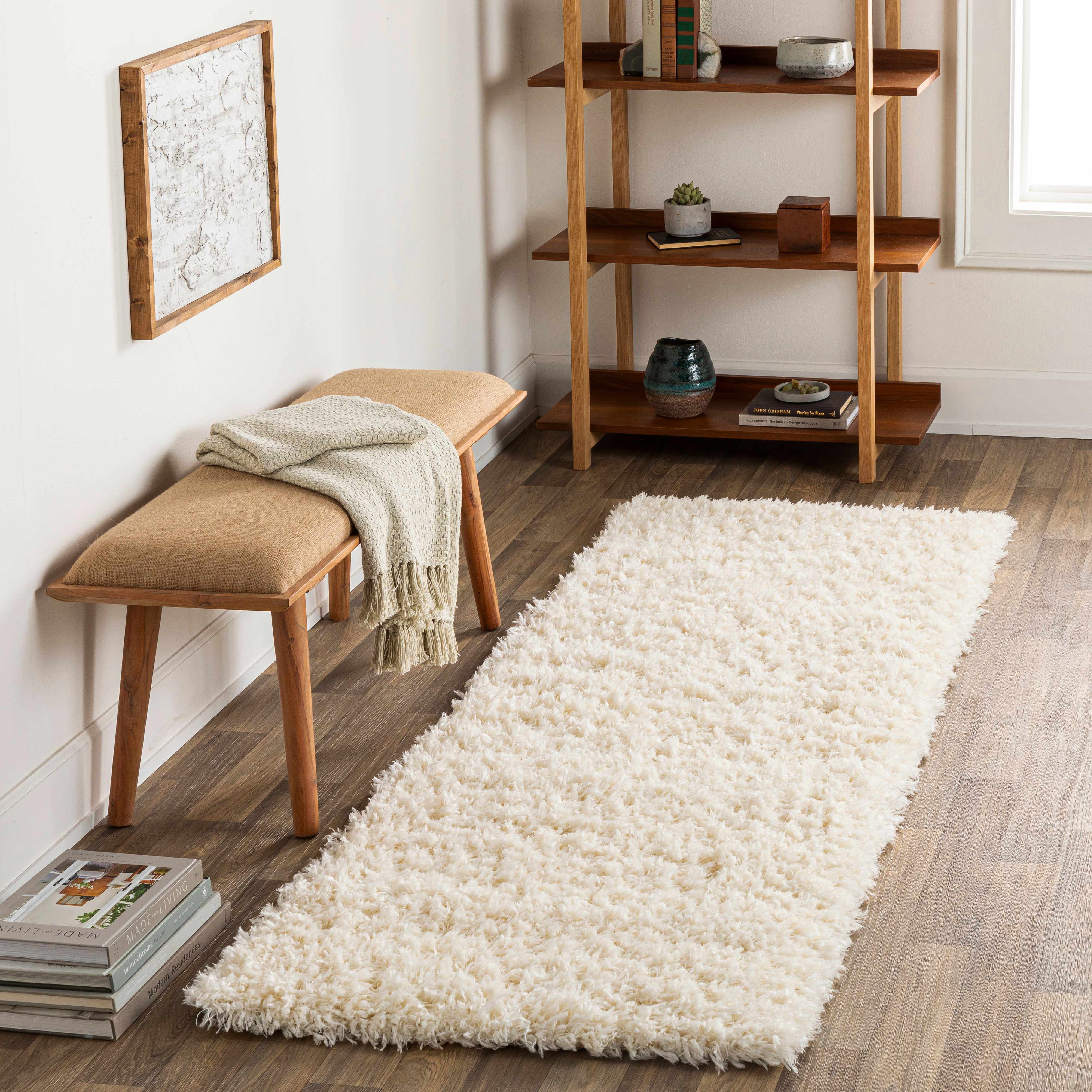 Sierra Plush Rug  Machine Woven  Cream  Contemporary Style