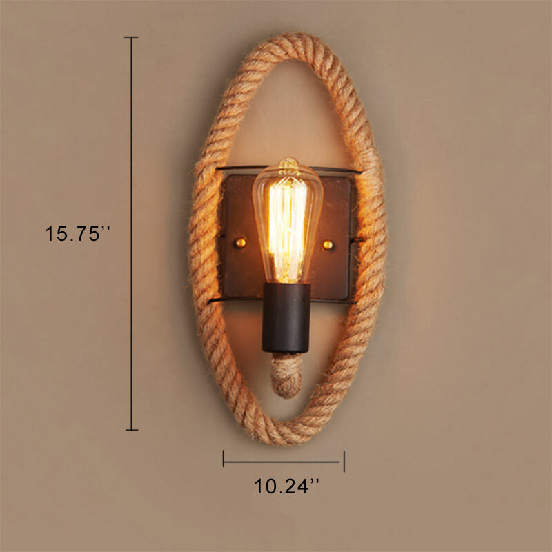 Retro Hemp Rope 1-Light Wall Sconce Lamp - Dual Design Options