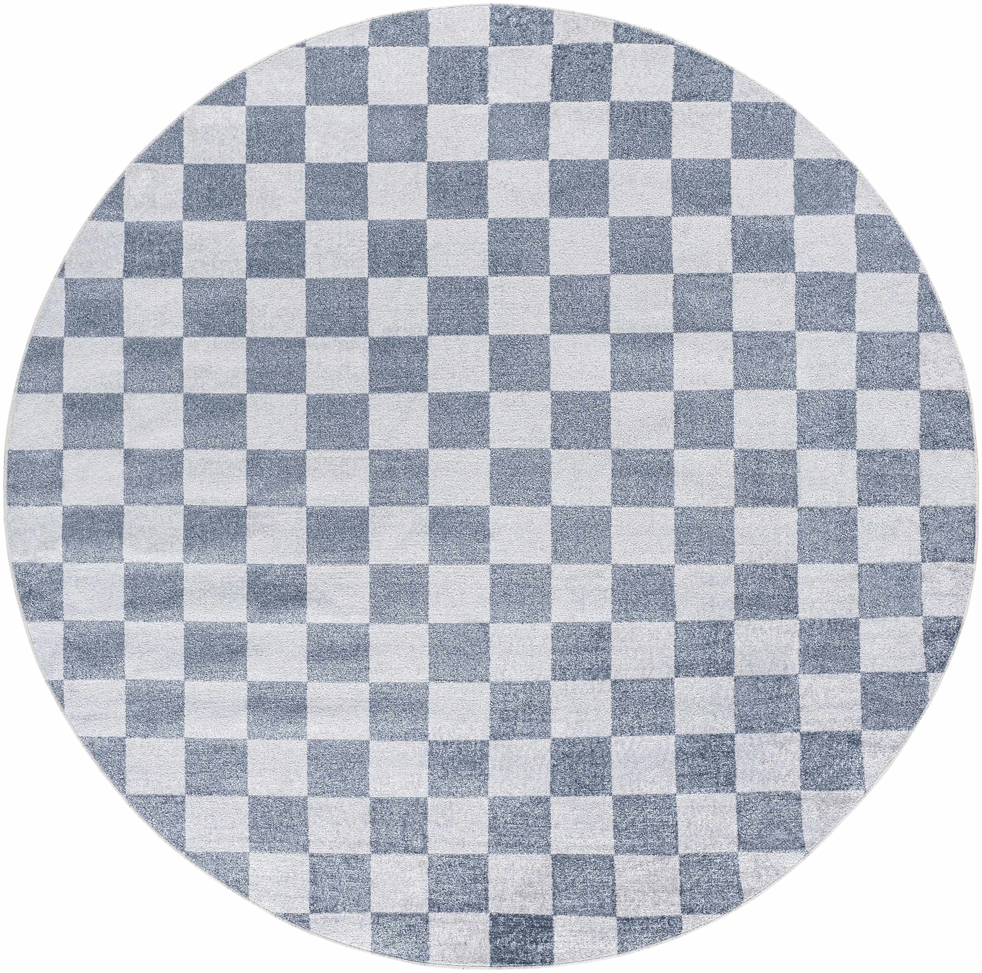 Bela Checkered Rug  Machine Washable  Blue Gray Ivory