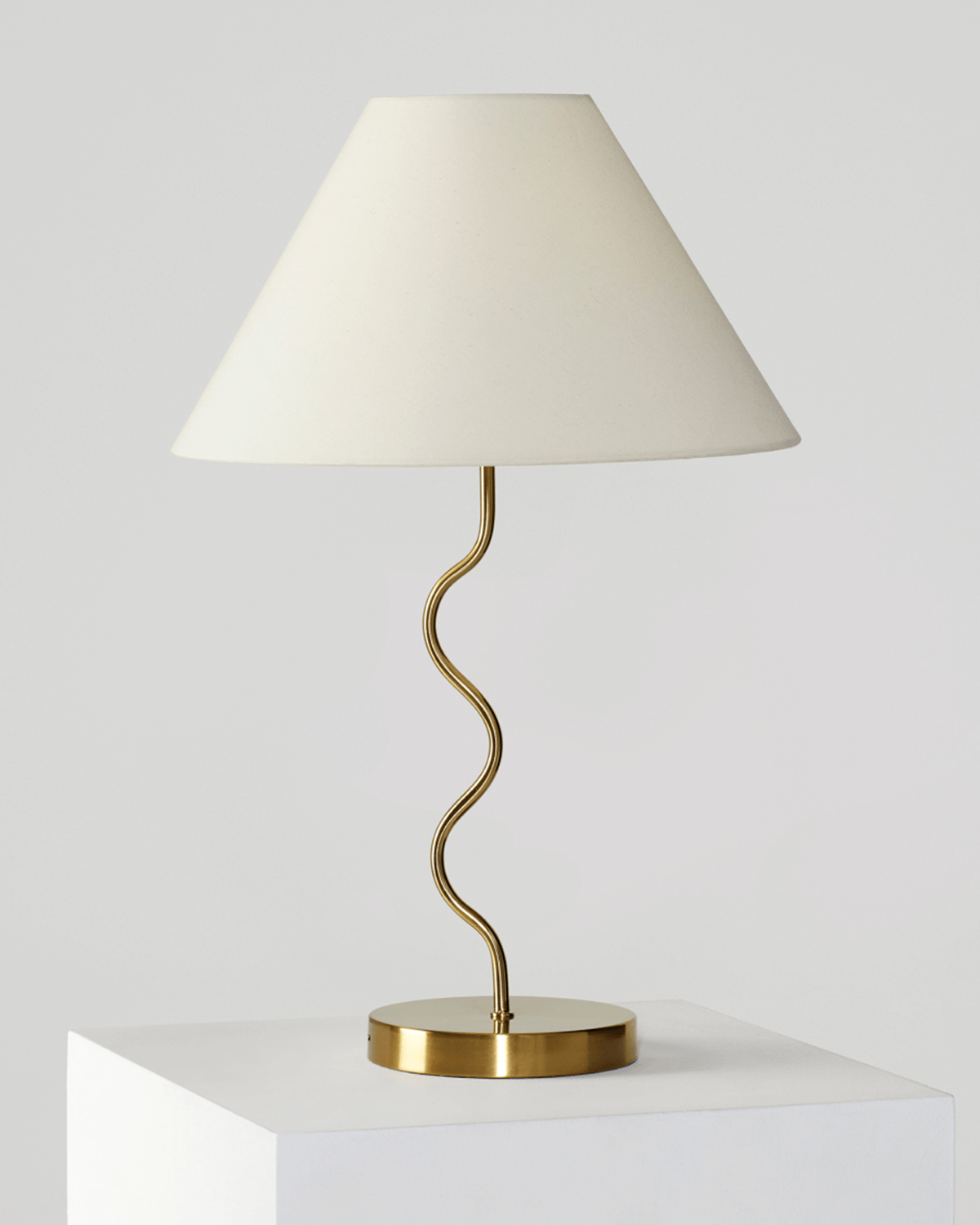 Sway Table Lamp | White Fabric Shade, Playful Zig Zag Base