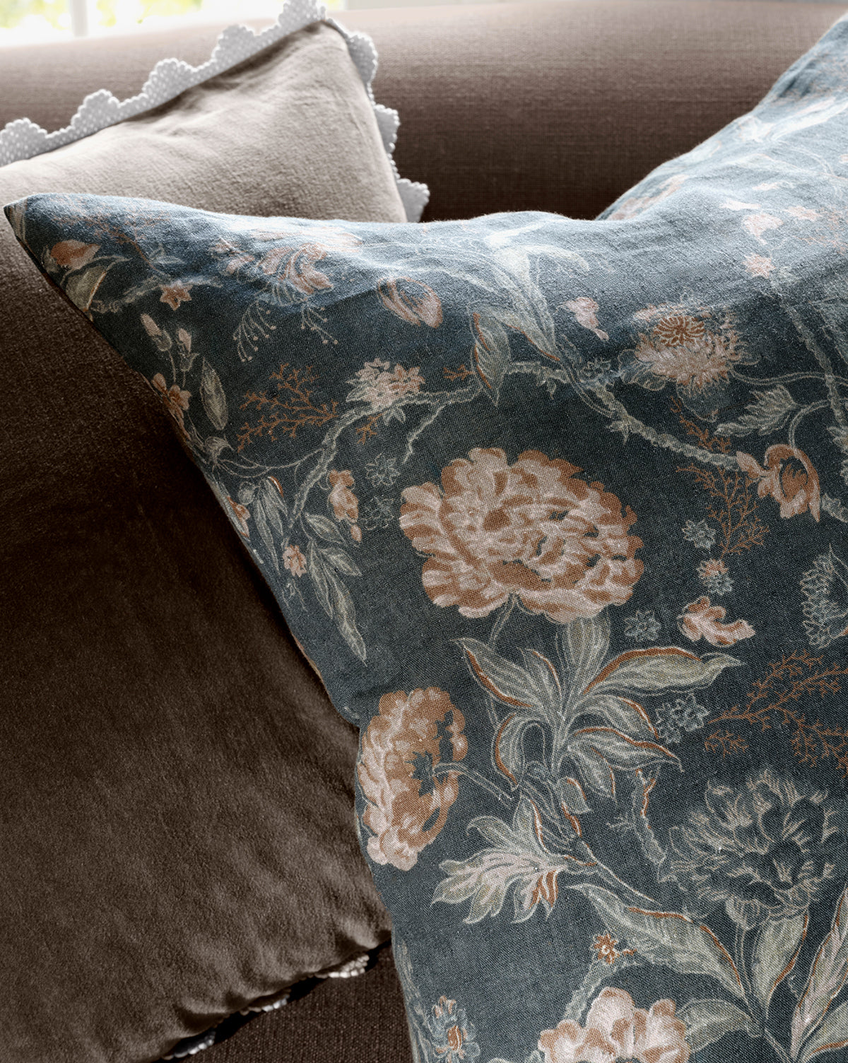 Bristol Pillow Cover  Vintage Floral Design in Earthy Tones