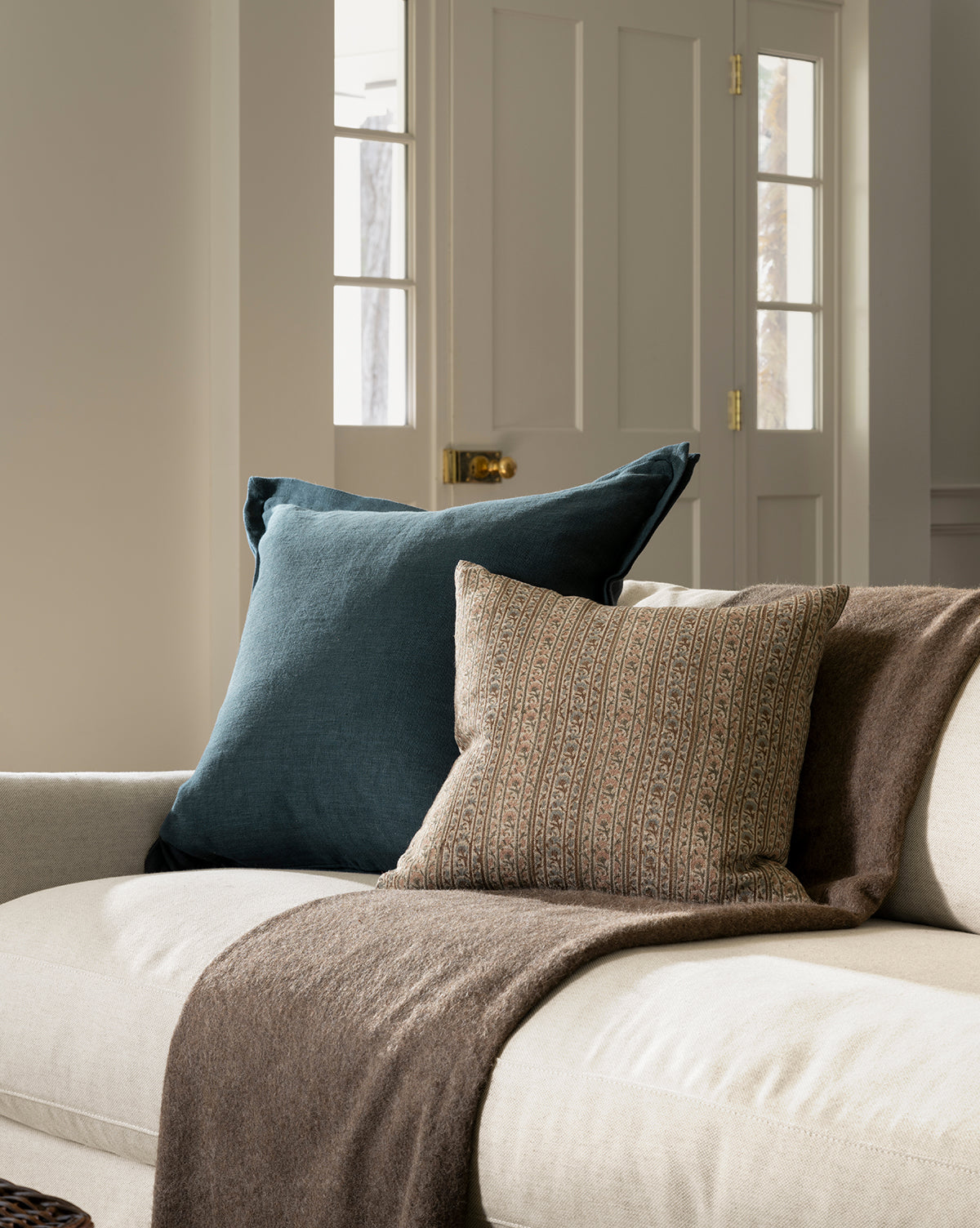 Wren Pillow Cover  Hand Block-Printed Linen
