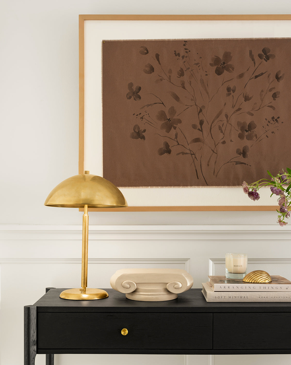 Aldora Desk Lamp Brass with Wide Round Shade