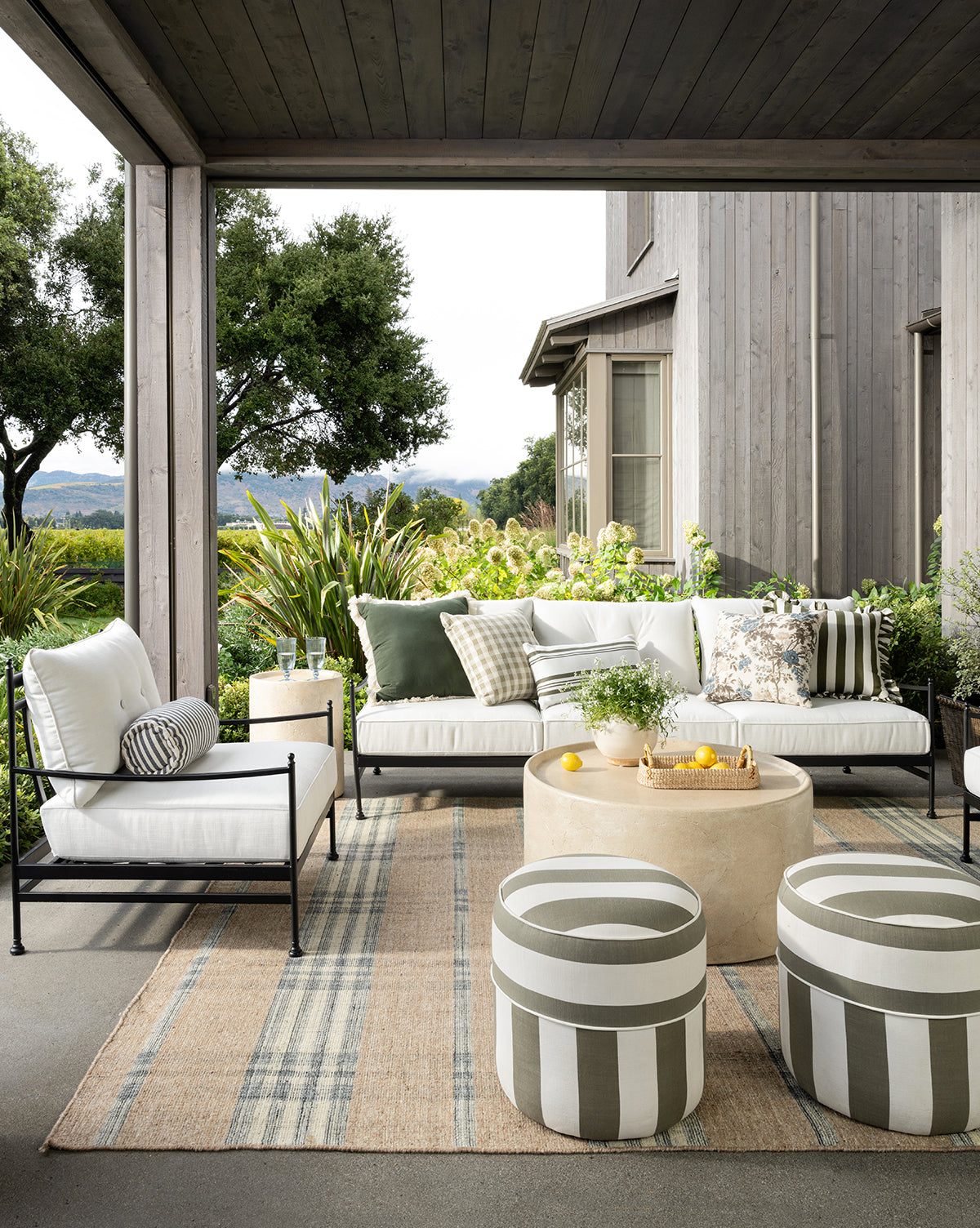 Bristol Outdoor Sofa  Powder-Coated Aluminum, All-Weather Cushions